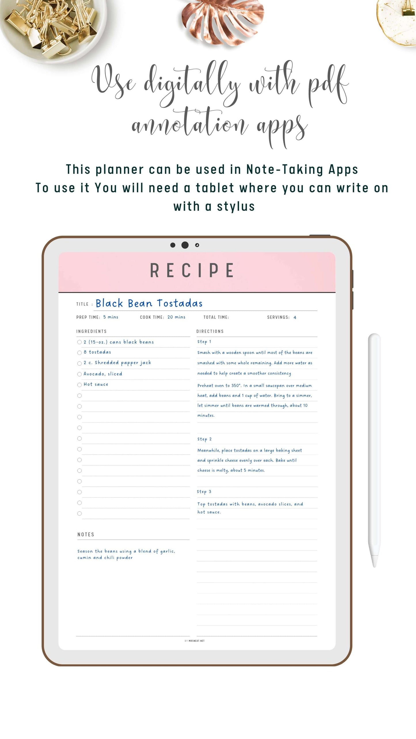 Digital Recipe Page PDF