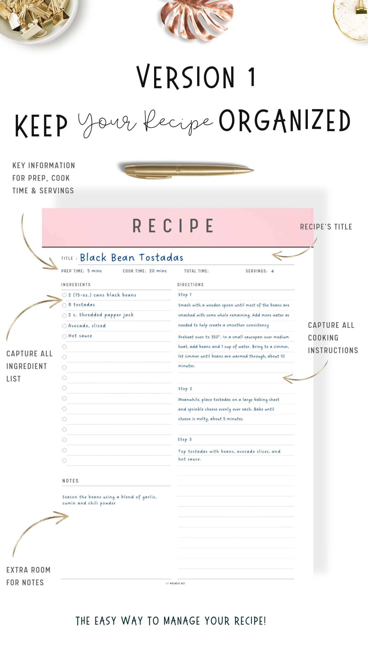 How to use Recipe Page Printable