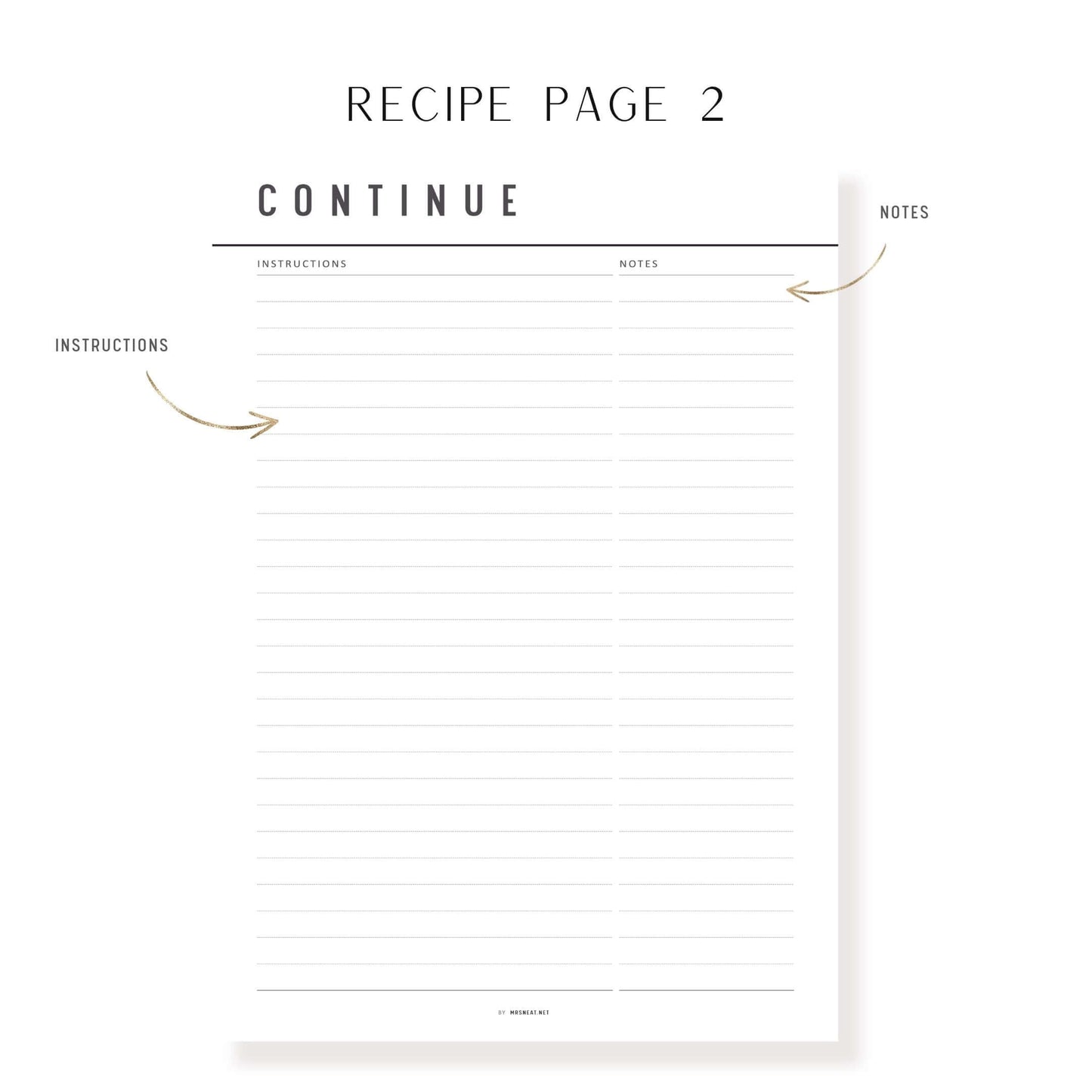 Colorful Recipe Page Template Printable, PDF, 6 Colors, 2 Pages, Fillable PDF