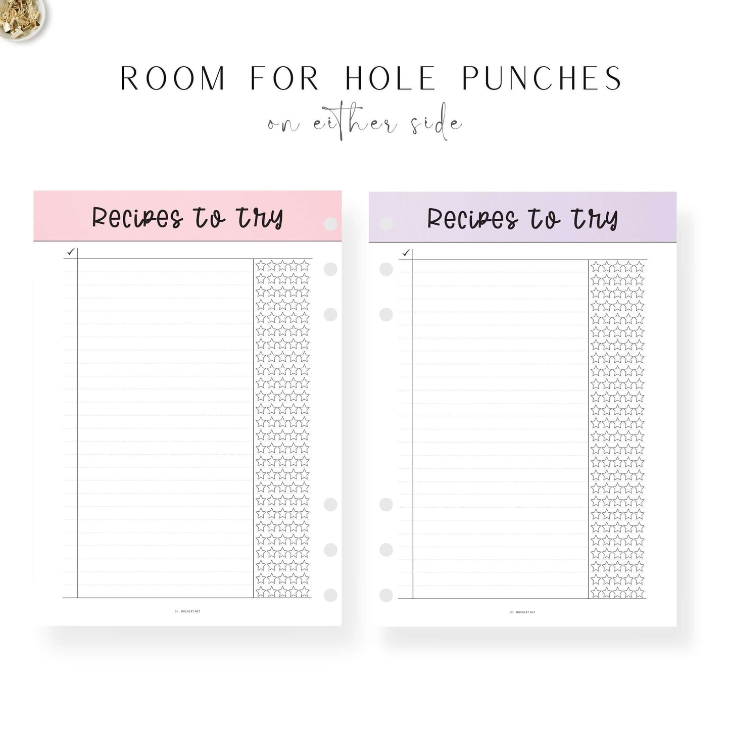 Pink and Purple Printable Recipes To Try Template
