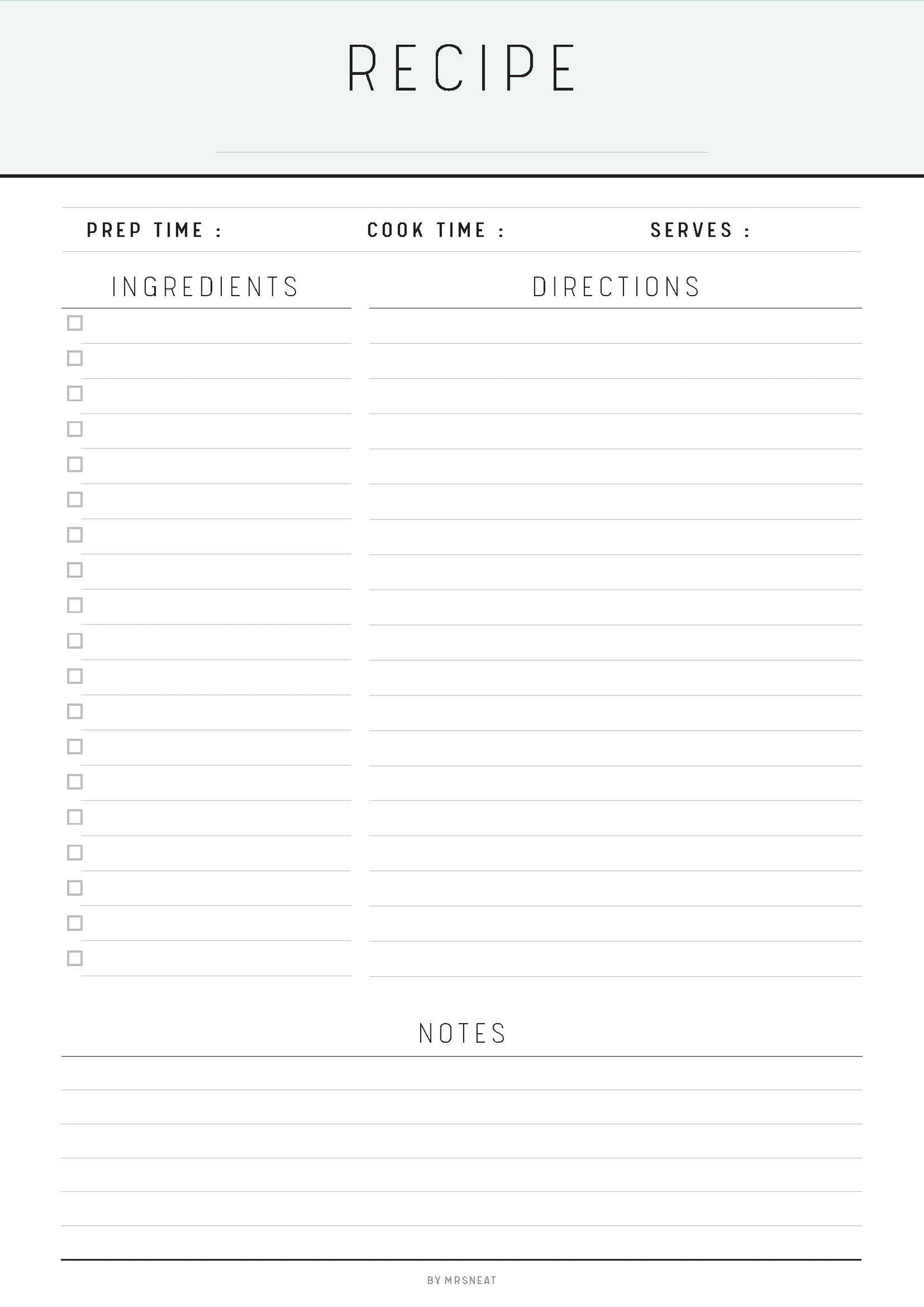Recipe Page Fillable, Recipe Journal, Cooking Journal, Cook Book, Recipe Logbook, Recipe Card Template, Personalized Recipe, PDF, 8 Colors