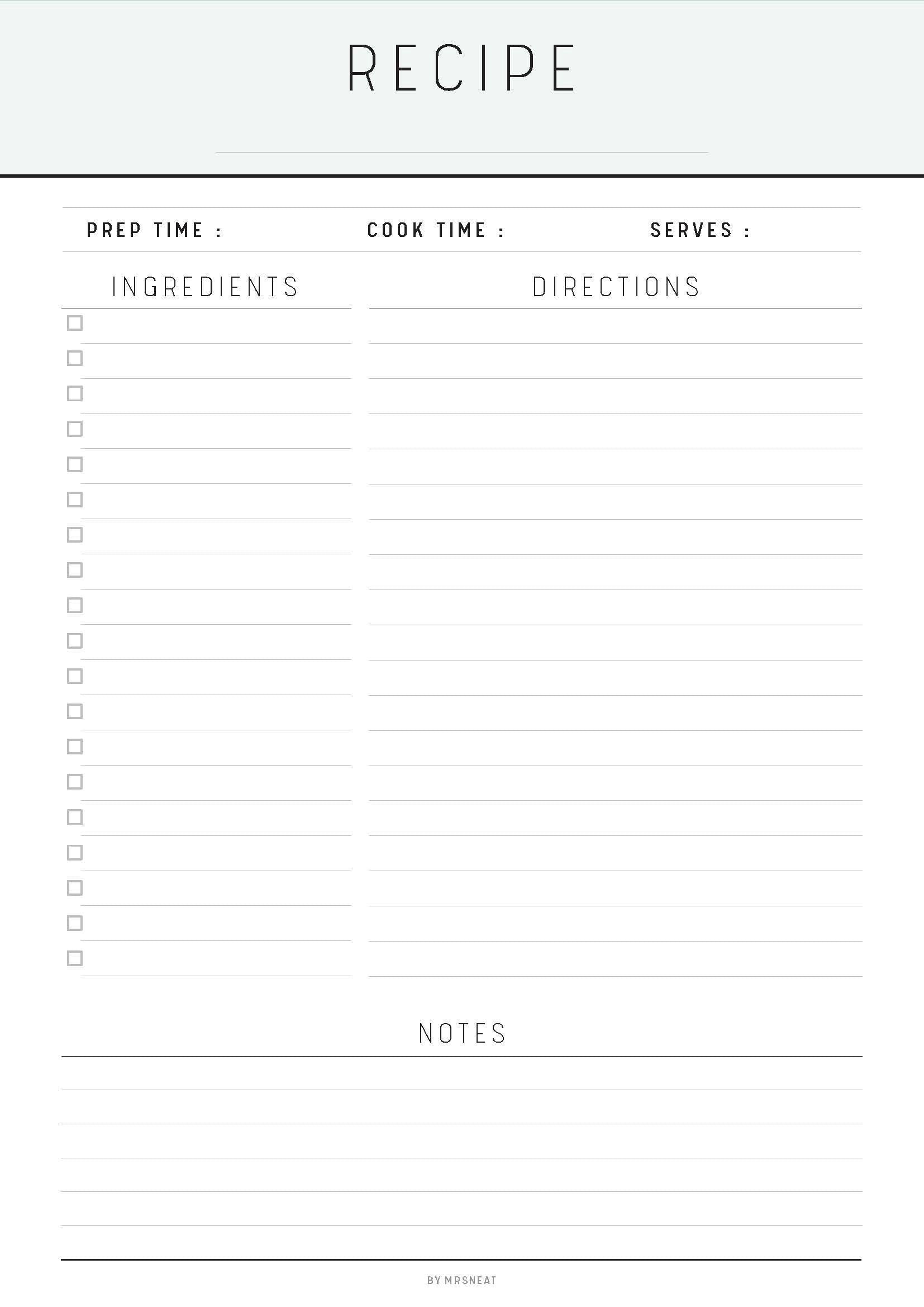 Recipe Page Fillable, Recipe Journal, Cooking Journal, Cook Book, Recipe Logbook, Recipe Card Template, Personalized Recipe, PDF, 8 Colors