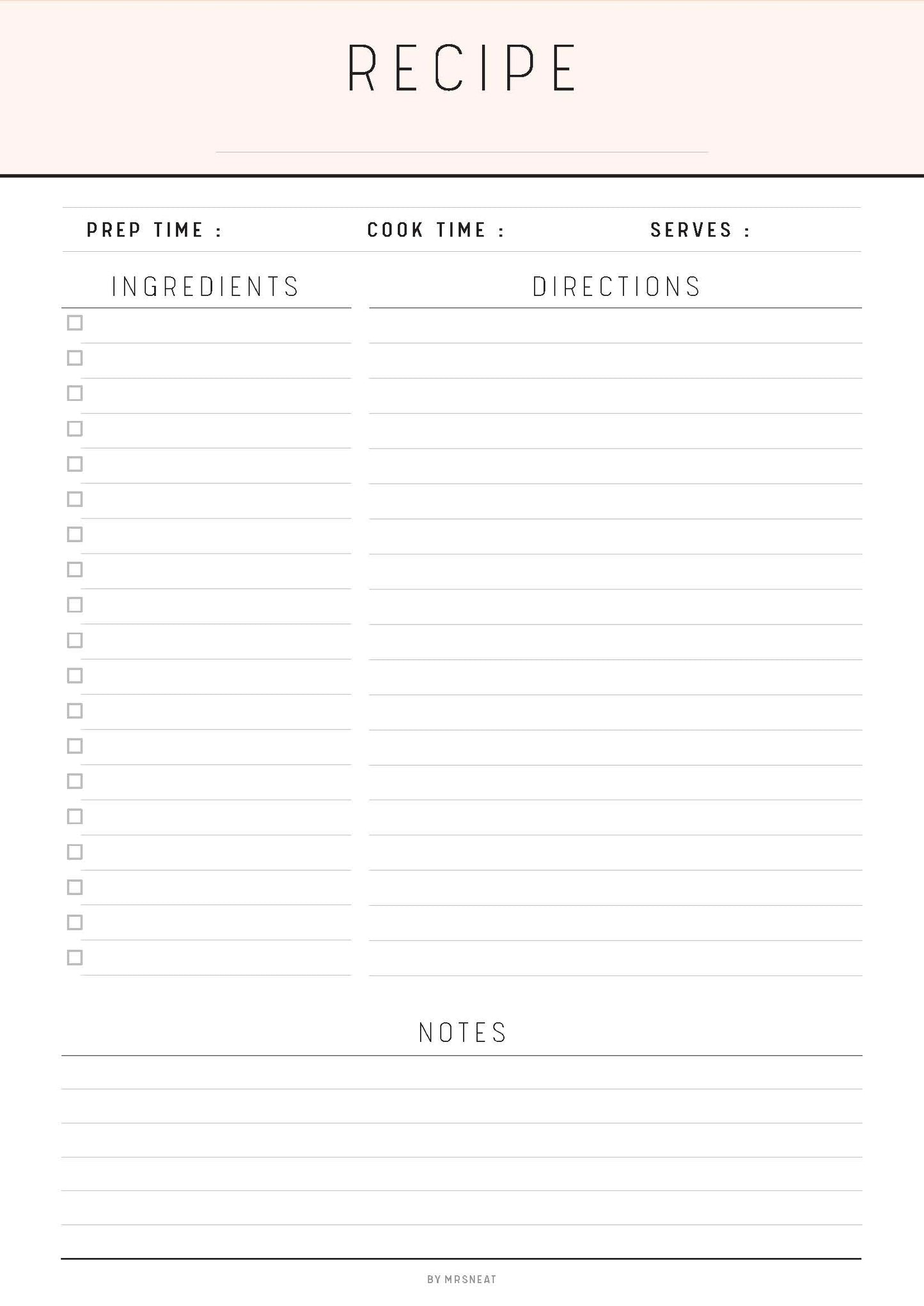 Recipe Page Fillable, Recipe Journal, Cooking Journal, Cook Book, Recipe Logbook, Recipe Card Template, Personalized Recipe, PDF, 8 Colors