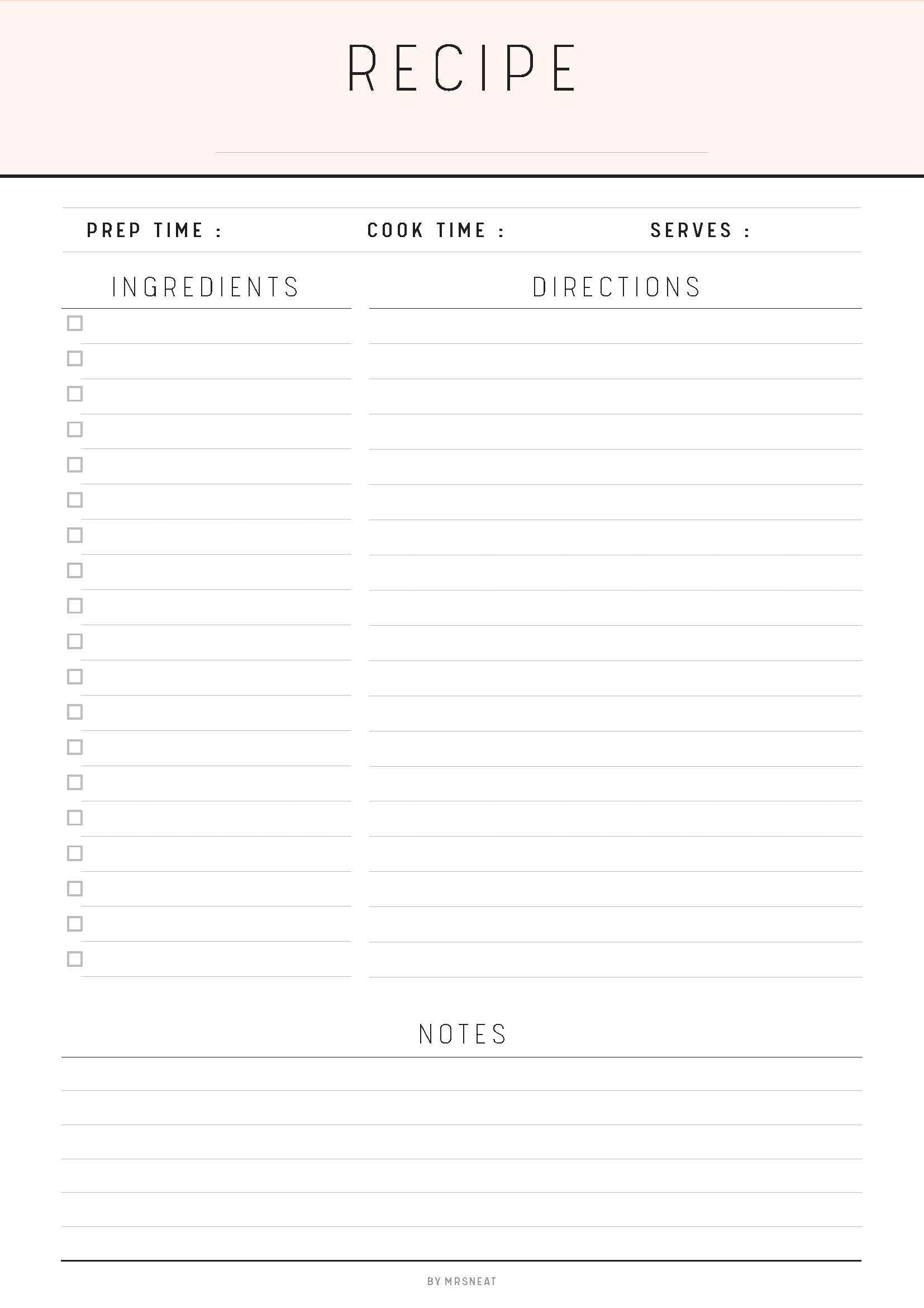 Recipe Page Fillable, Recipe Journal, Cooking Journal, Cook Book, Recipe Logbook, Recipe Card Template, Personalized Recipe, PDF, 8 Colors