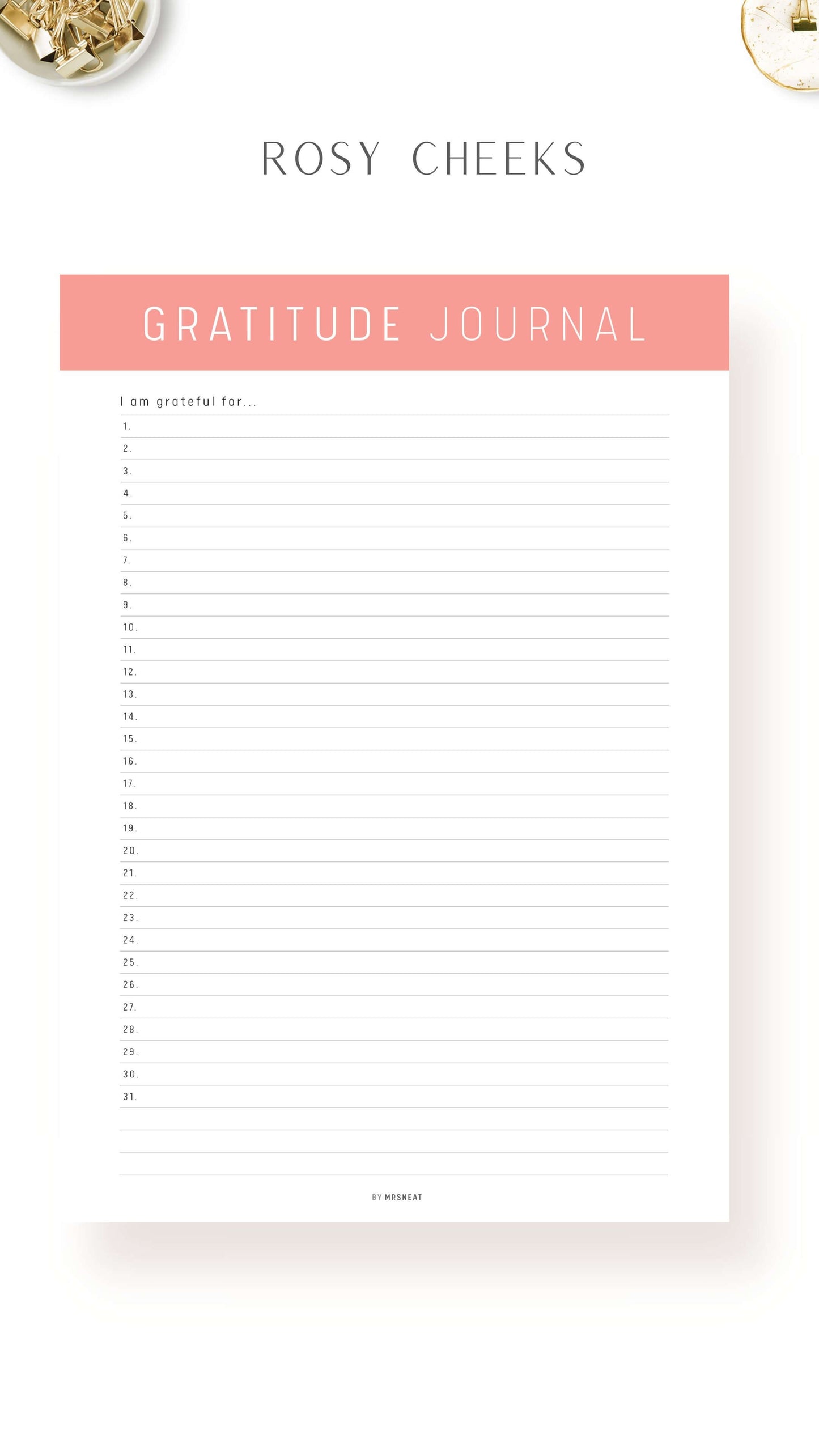 Printable Gratitude Journal Template
