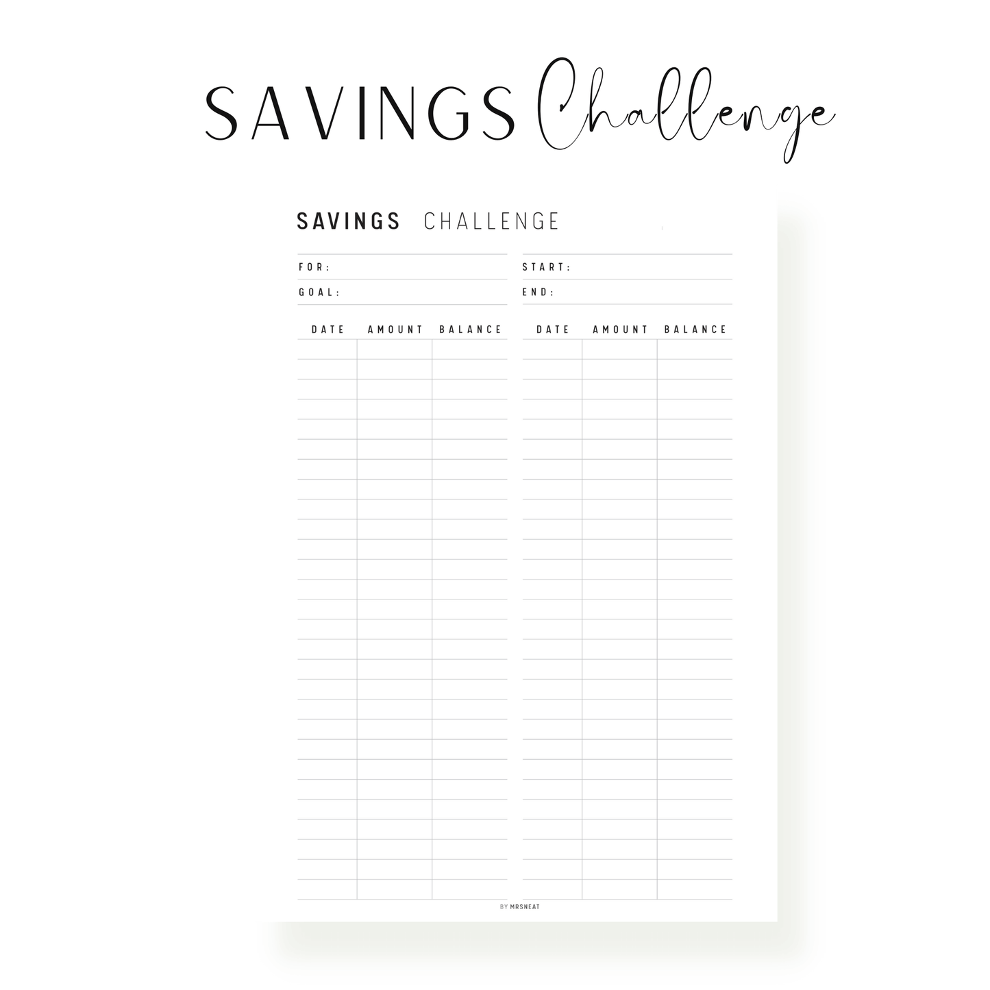 Saving Challenge Printable