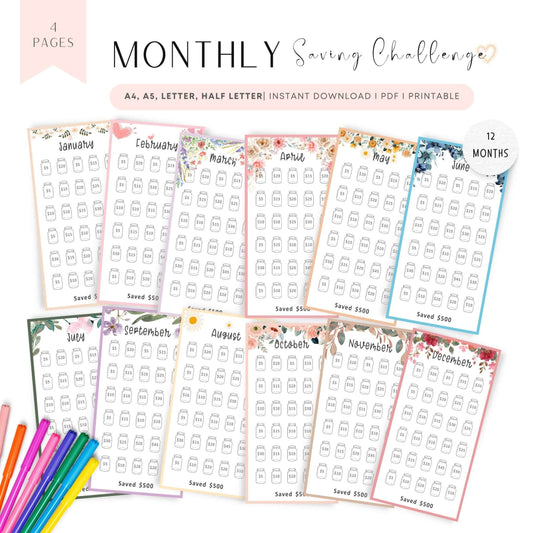 12 Month Mini Savings Challenge Printable