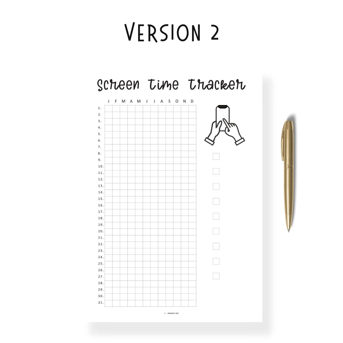Yearly Screen Time Tracker Template PDF, Yearly Tracker, Habit Tracker, Phone Tracker, Screen Time Log, A4, A5, Letter, Half Letter, PDF, 2 Versions