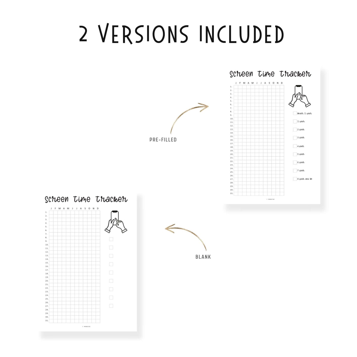 Yearly Screen Time Tracker Template PDF, Yearly Tracker, Habit Tracker, Phone Tracker, Screen Time Log, A4, A5, Letter, Half Letter, PDF, 2 Versions