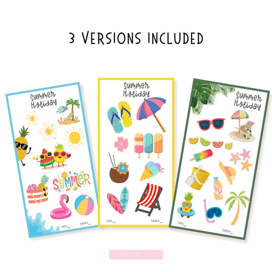 Colorful Summer Holiday Fund Savings Challenge, A6, Printable, 3 versions, PDF