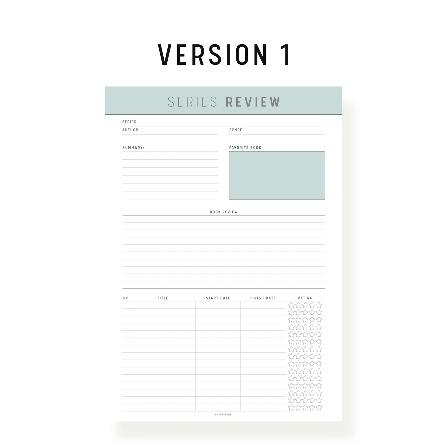 Book Series Review Template PDF