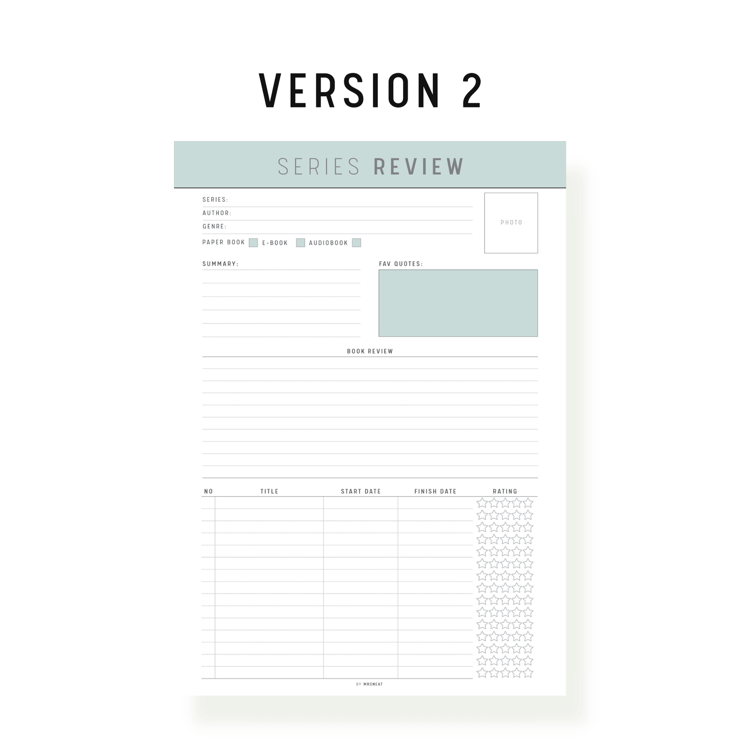 Book Series Review Template PDF