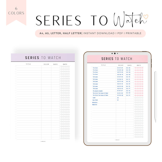 Series To Watch template Printable