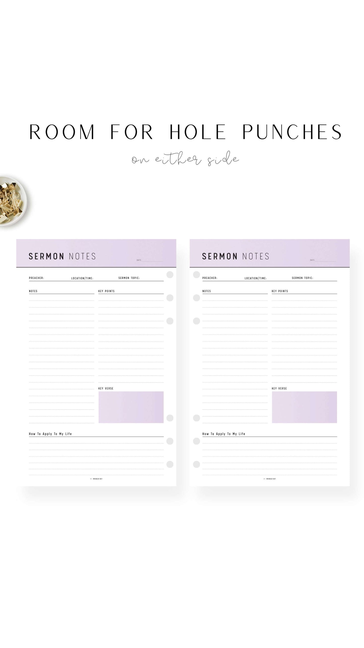 Purple Lilac Printable Sermon Notes Journal Template