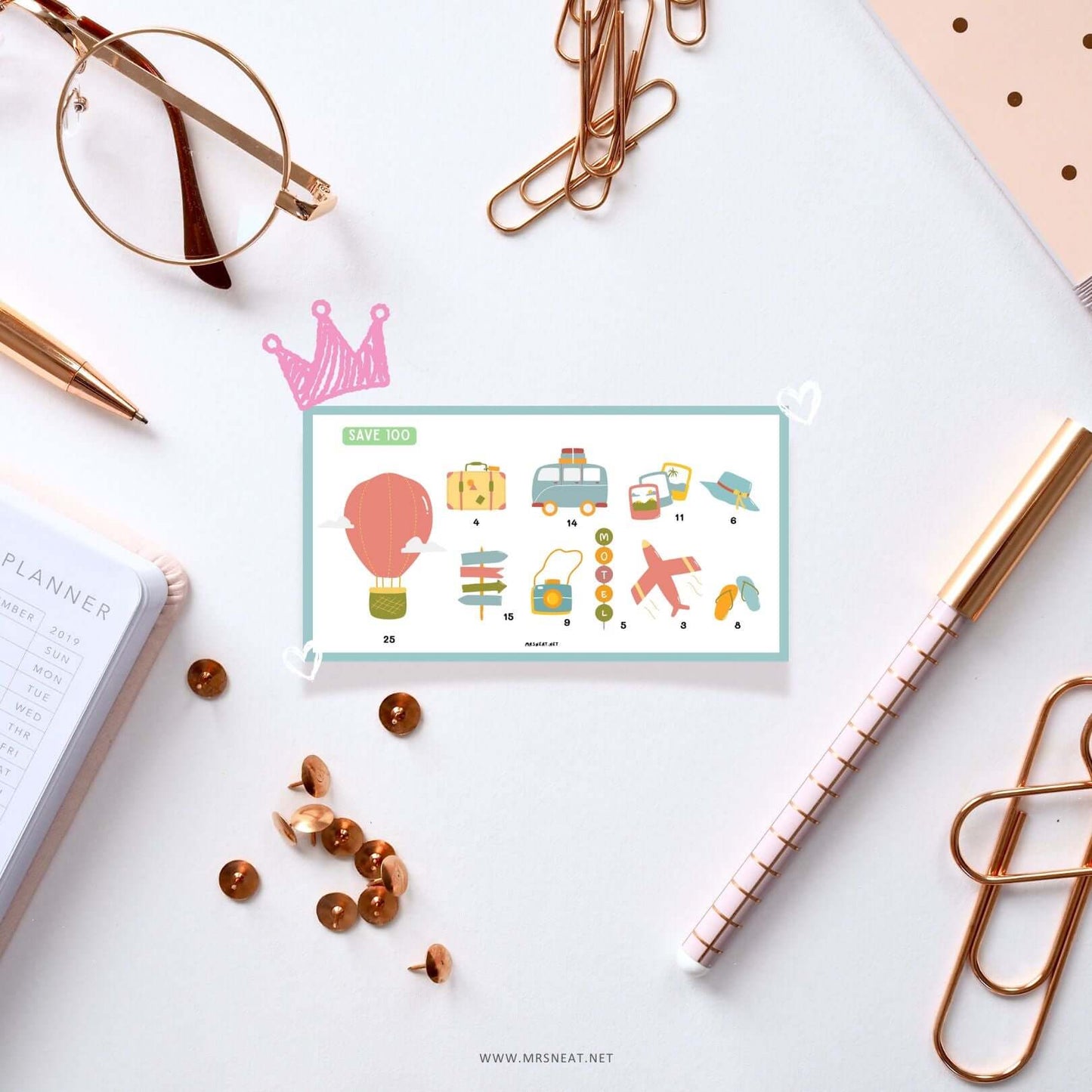 Adorable cororful Summer Holiday Mini Savings Challenge to save 100 for Low Income Savings