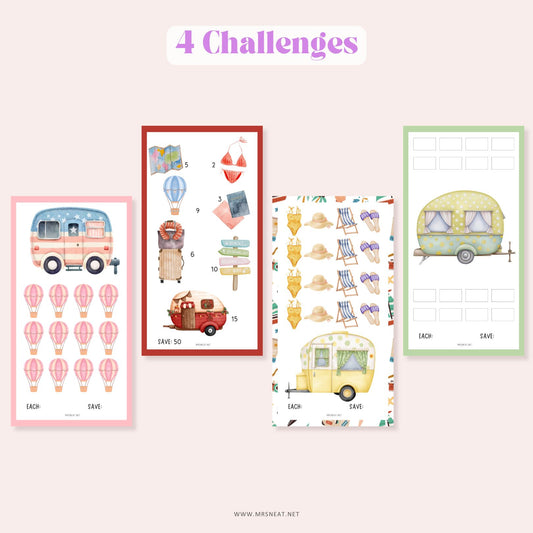 Colorful Set of Four Summer Holiday Savings Challenge A6 PRINTABLE (PDF)