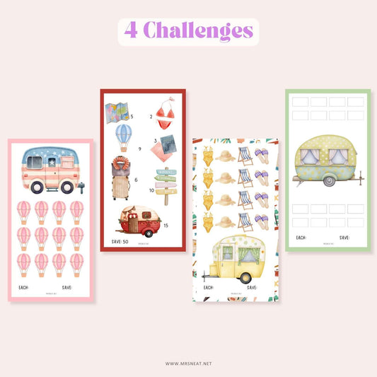 Colorful Set of Four Summer Holiday Savings Challenge A6 PRINTABLE (PDF)