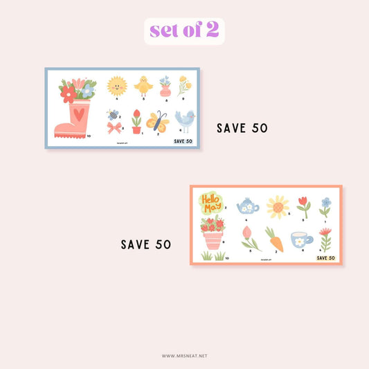 Set of two beautiful spring mini savings challenge for low income budget tracker