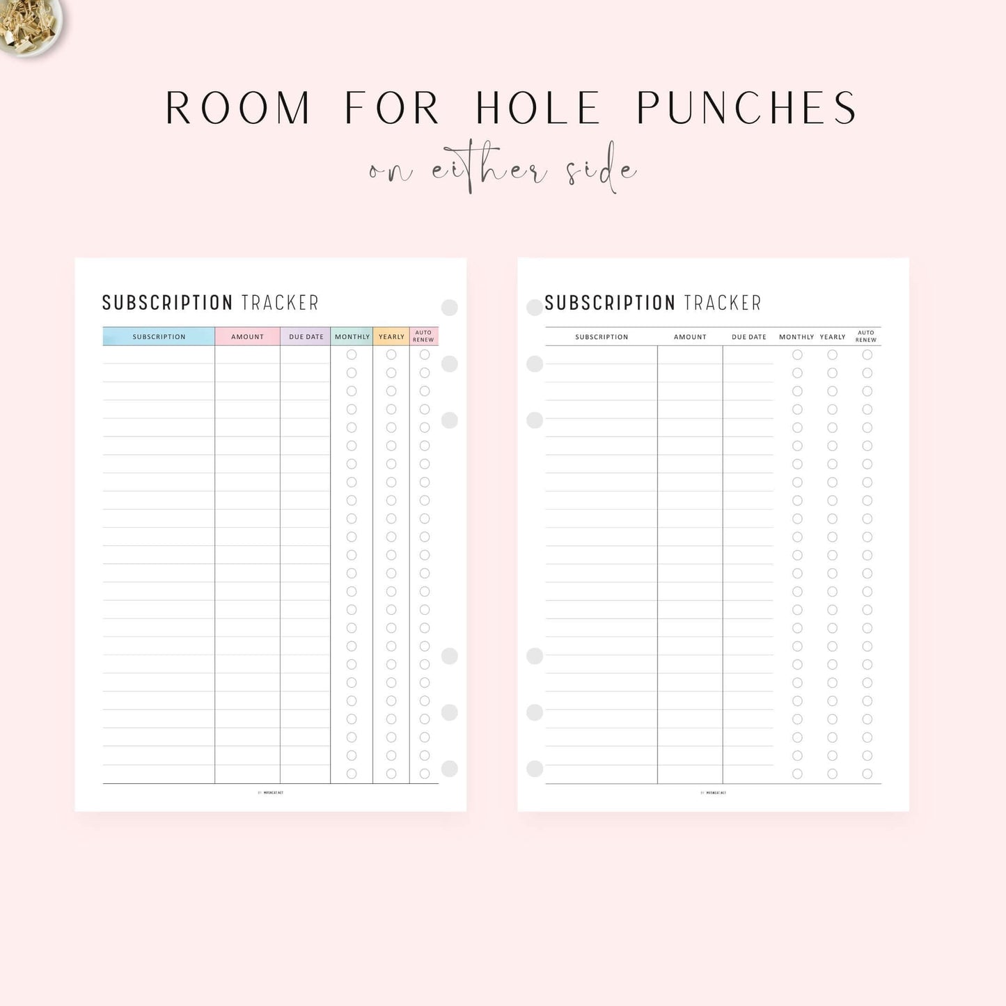 Subscription Tracker, Printable, A4, A5, Letter, Half Letter, PDF, Digital Planner, 2 Colors