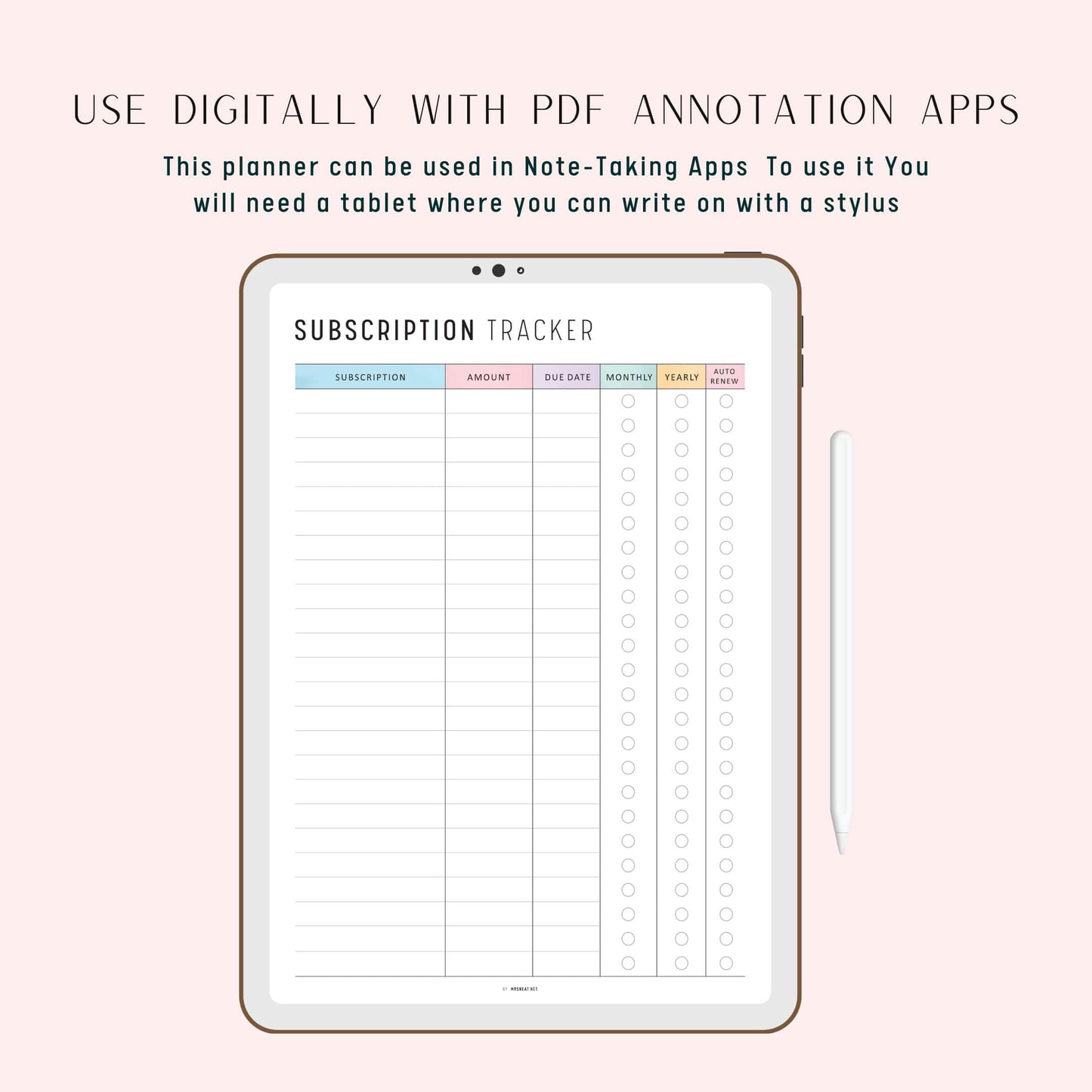 Subscription Tracker, Printable, A4, A5, Letter, Half Letter, PDF, Digital Planner, 2 Colors