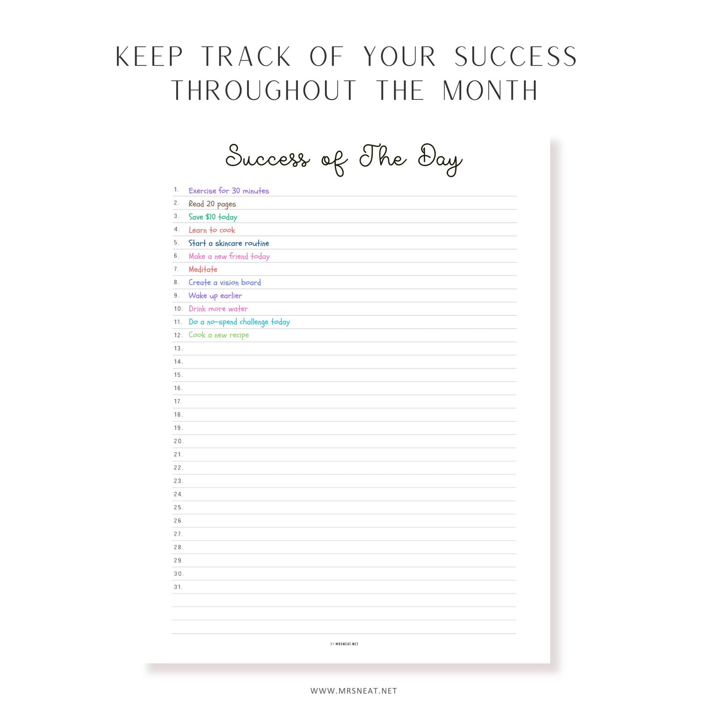 Success of the Day, PRINTABLE Journal Page, Highlight of the Day, Highlight Tracker, Gratitude Journal, Planner Page, Daily Success, PDF Fillable, Digital Planner, Printable Planner, A4, A5, Letter, Half Letter, 2 color options