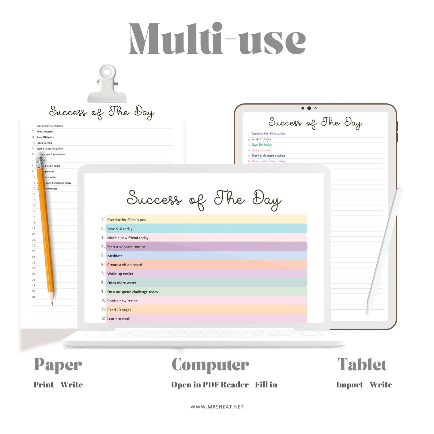 Success of the Day, PRINTABLE Journal Page, Highlight of the Day, Highlight Tracker, Gratitude Journal, Planner Page, Daily Success, PDF Fillable, Digital Planner, Printable Planner, A4, A5, Letter, Half Letter, 2 color options