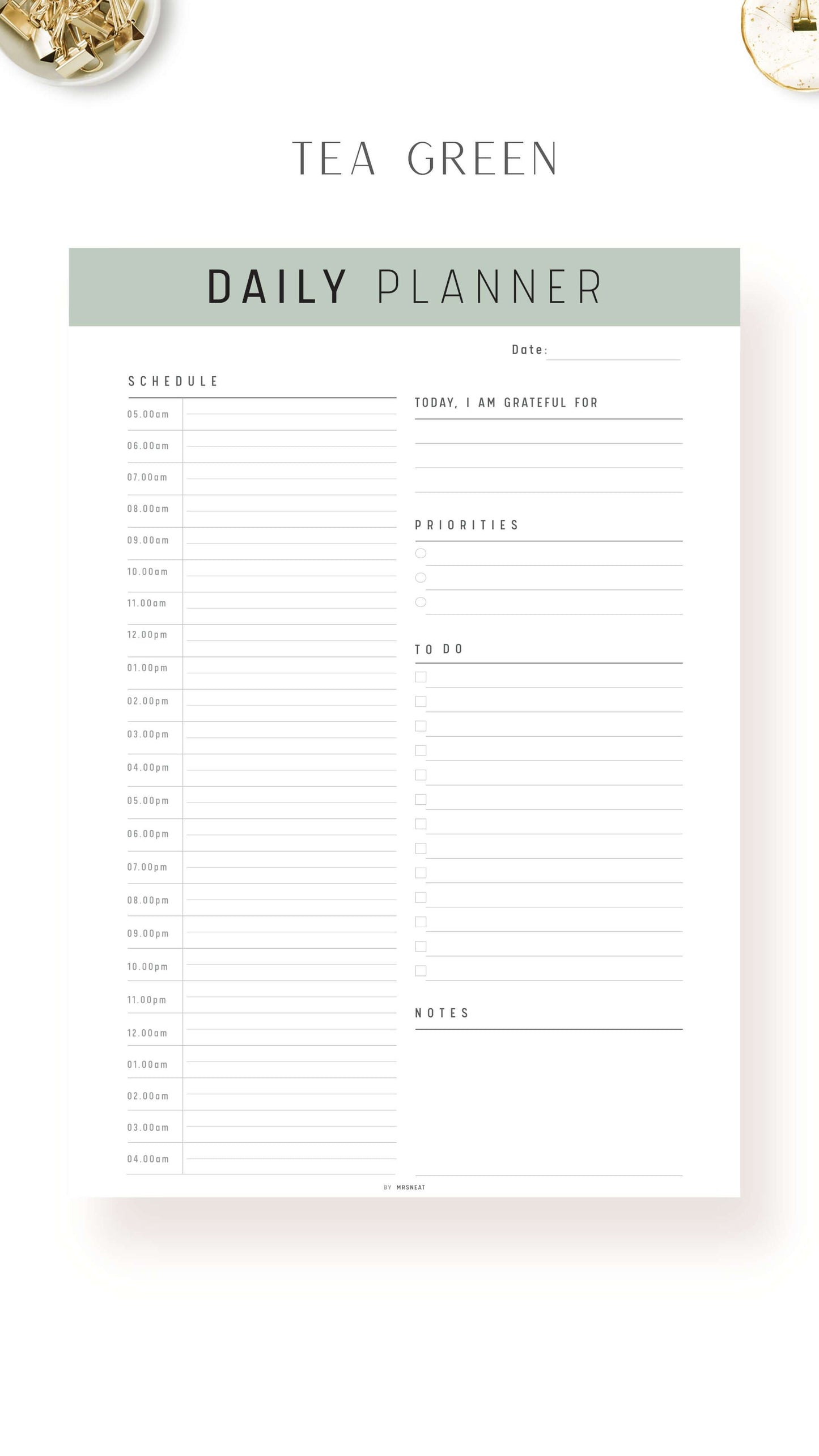 24 Hour Daily Schedule Template Printable