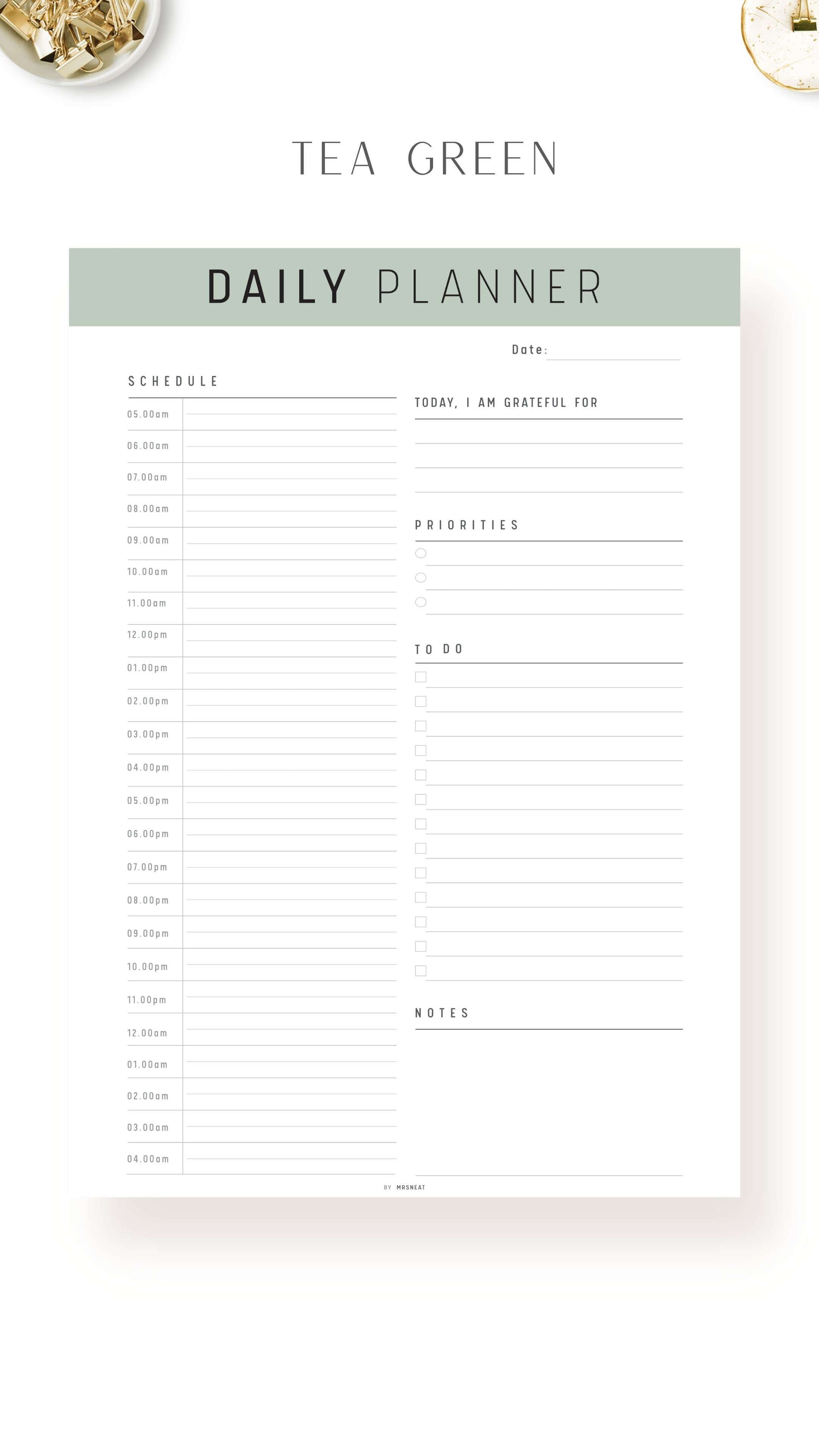 24 Hour Daily Schedule Template Printable