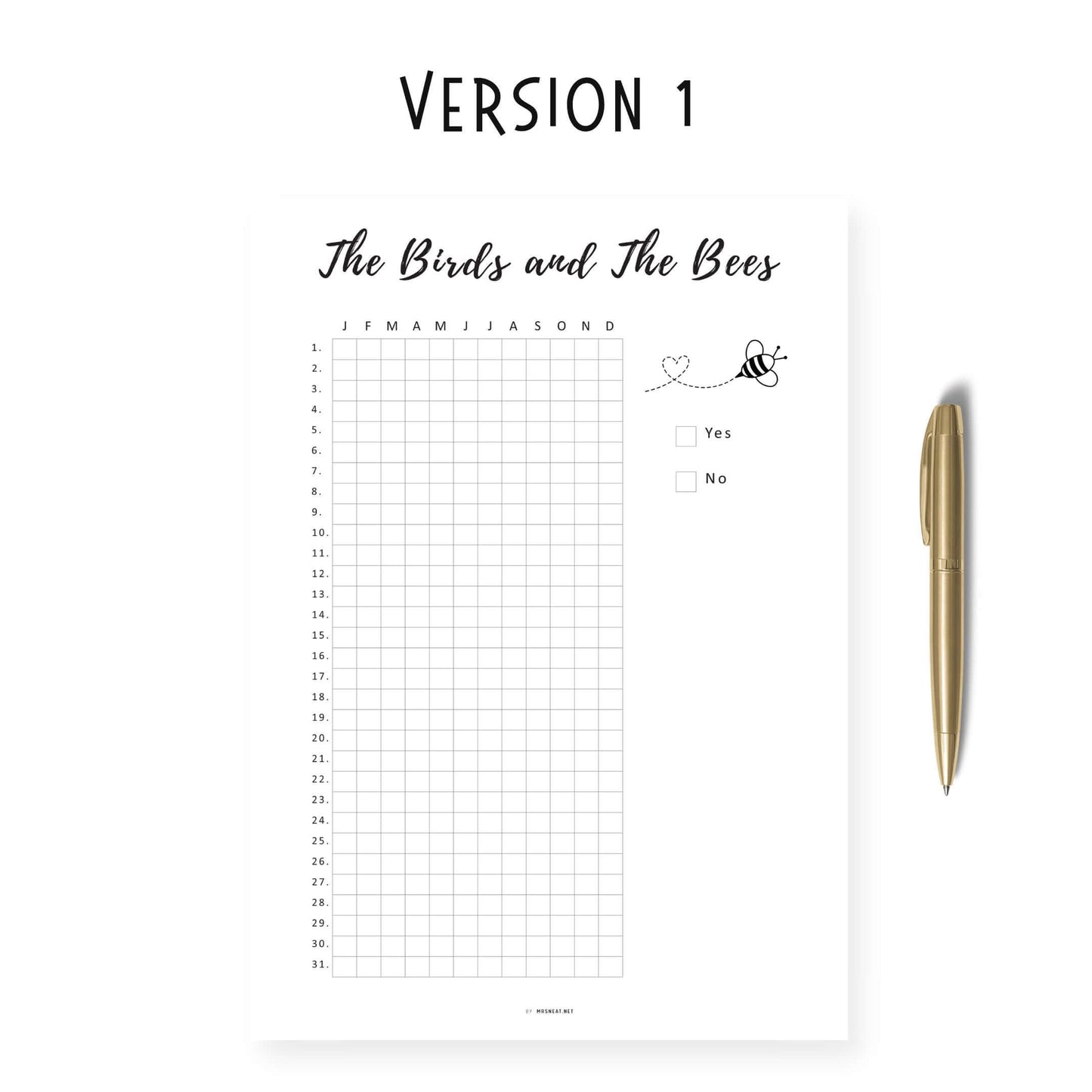 Intimacy Tracker Template Printable, Sex Tracker, Intimacy Tracker, The Birds and The Bees Tracker Template, Sexual Health Tracker, Love Tracker, PDF, A4, A5, Letter, Half Letter, 2 versions