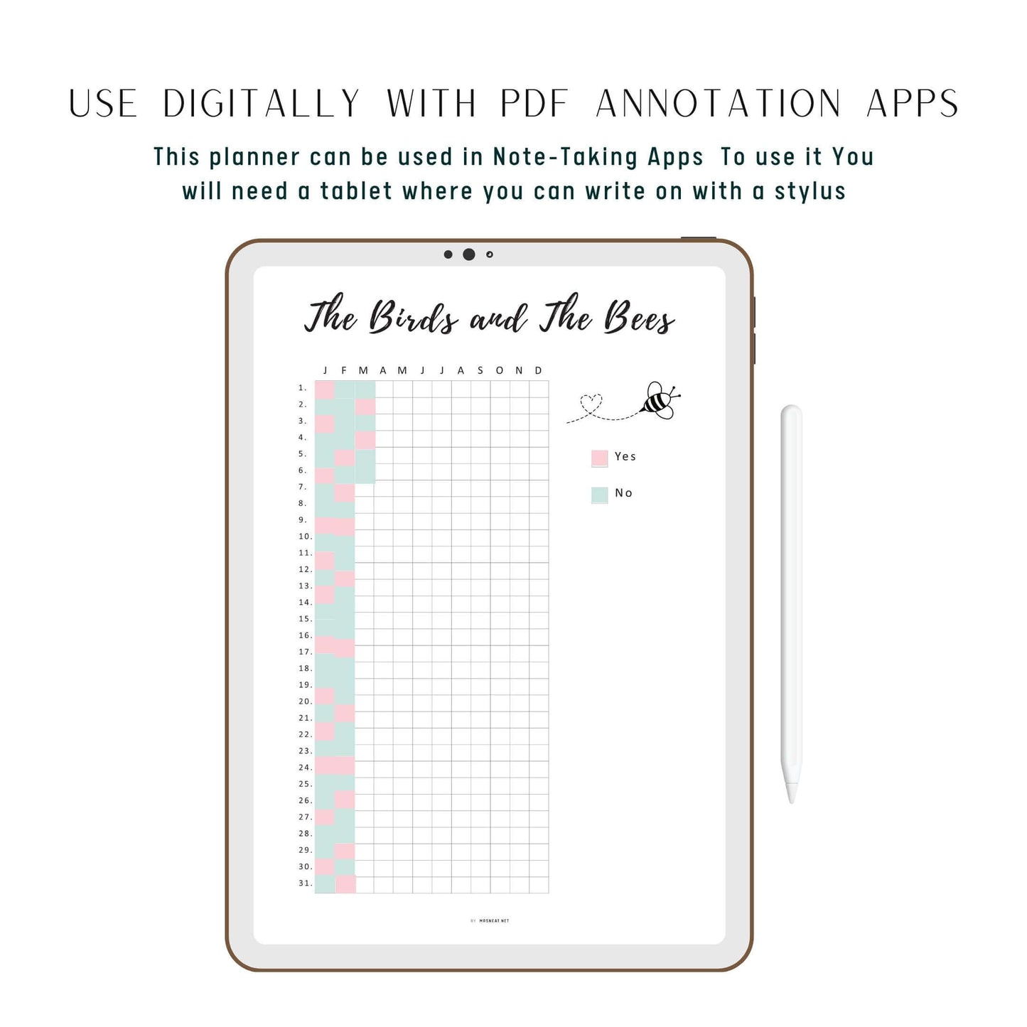 Intimacy Tracker Template Printable, Sex Tracker, Intimacy Tracker, The Birds and The Bees Tracker Template, Sexual Health Tracker, Love Tracker, PDF, A4, A5, Letter, Half Letter, 2 versions