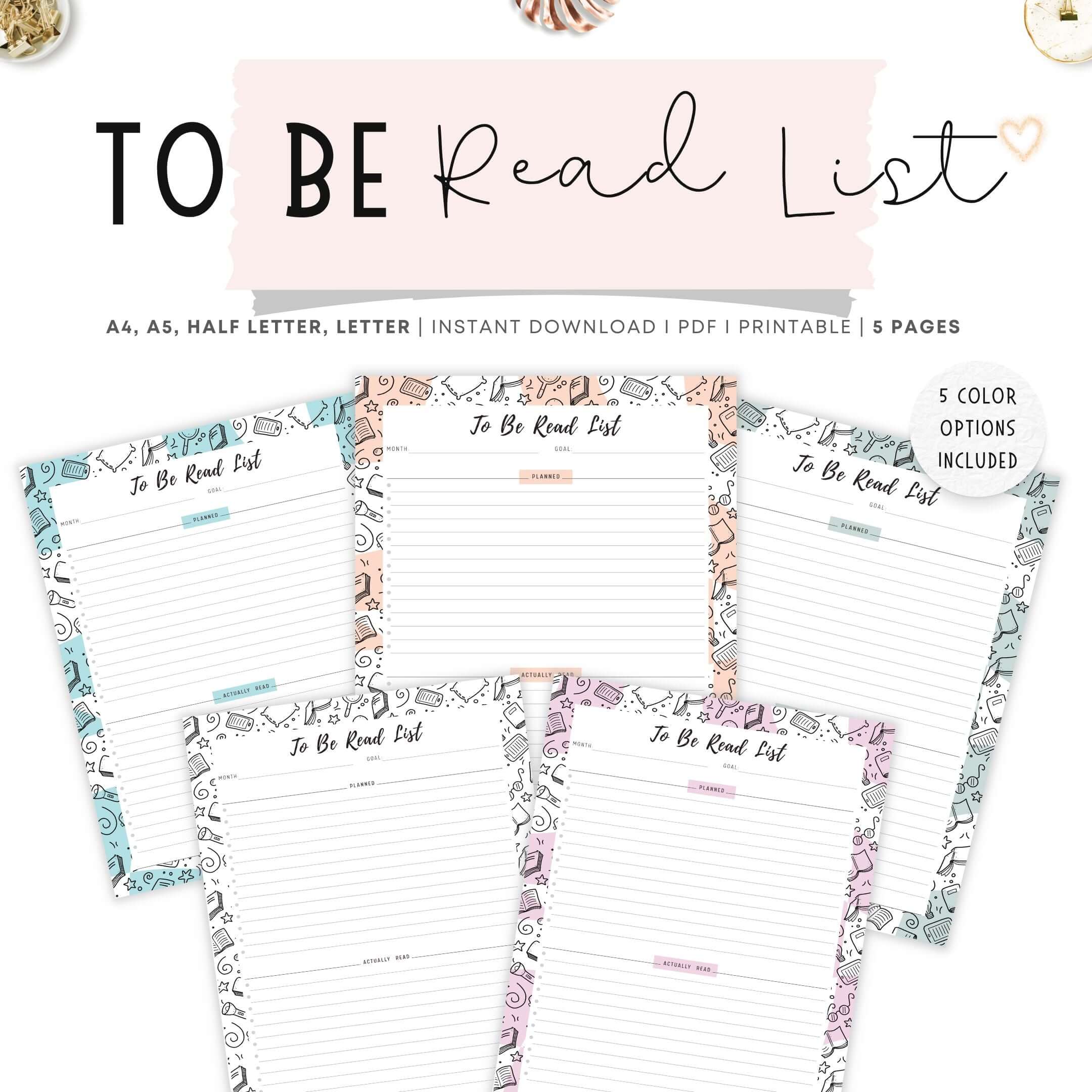 To Be Read List Template Printable mrsneat