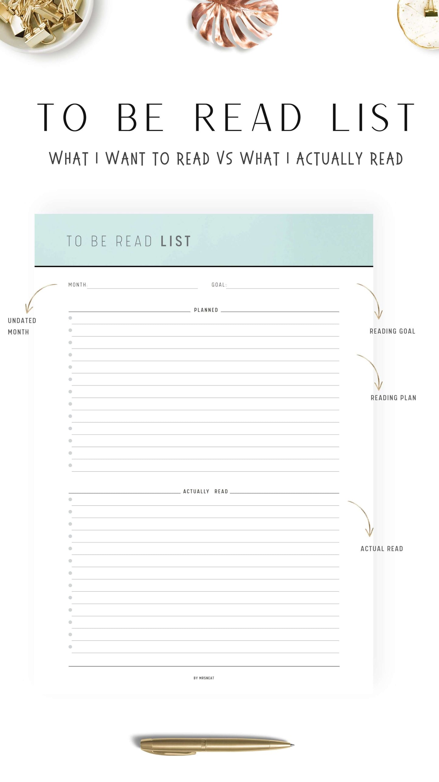 Green To Be Read List Template Printable