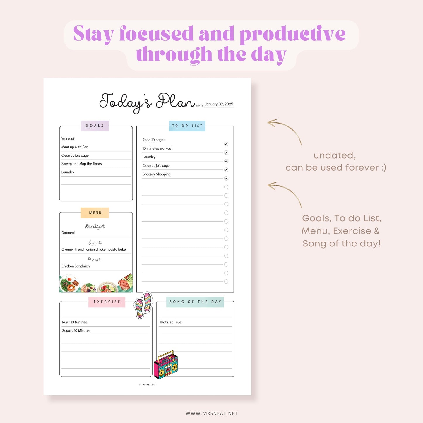 Todays Plan, Daily Planner Page, Daily Agenda Pages, PRINTABLE Journal Page, Planner Page, Daily Schedule, Daily To Do List, Agenda, PDF Fillable, Digital Planner, Printable Planner, Lined and Unlined, A4, A5, Letter, Half Letter