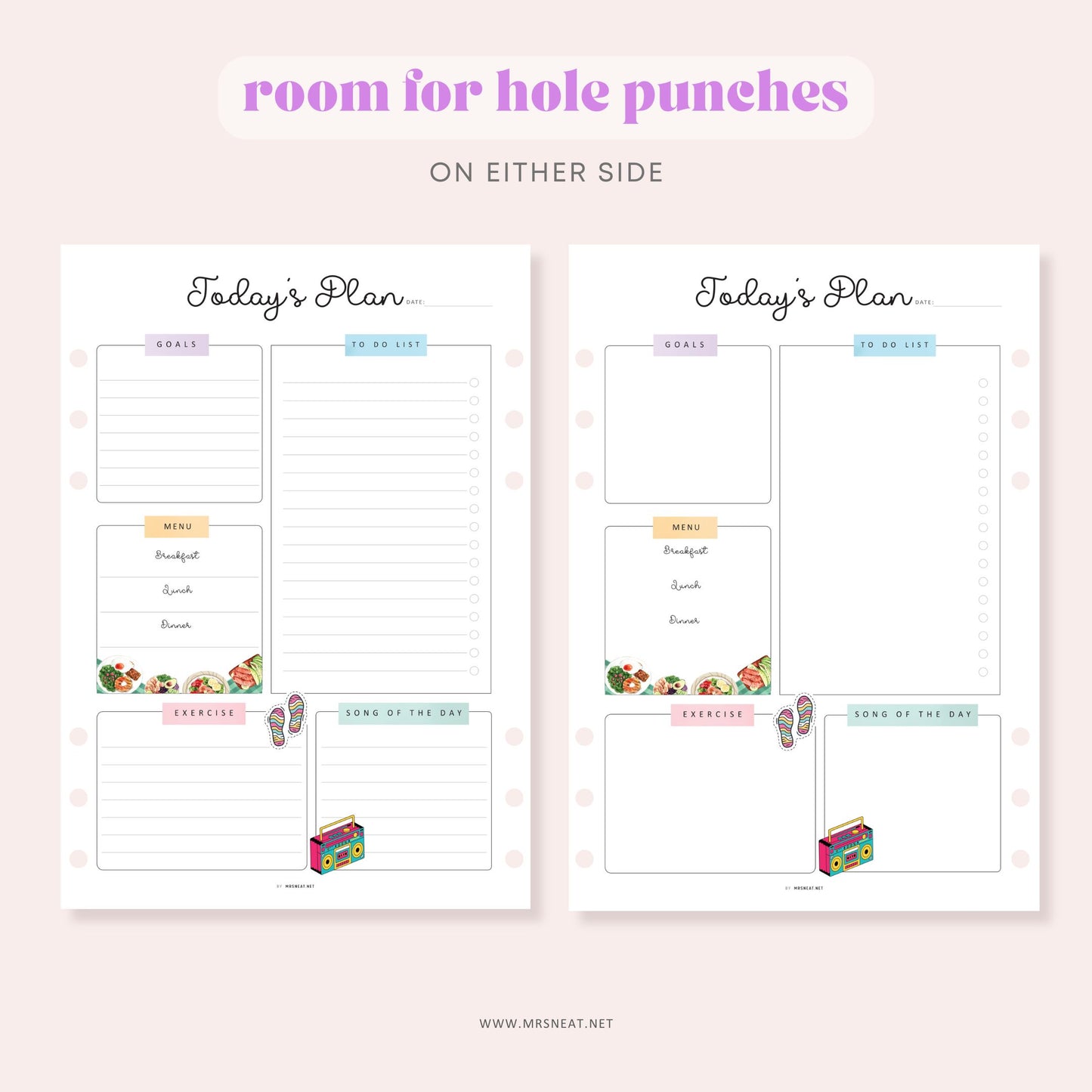 Todays Plan, Daily Planner Page, Daily Agenda Pages, PRINTABLE Journal Page, Planner Page, Daily Schedule, Daily To Do List, Agenda, PDF Fillable, Digital Planner, Printable Planner, Lined and Unlined, A4, A5, Letter, Half Letter