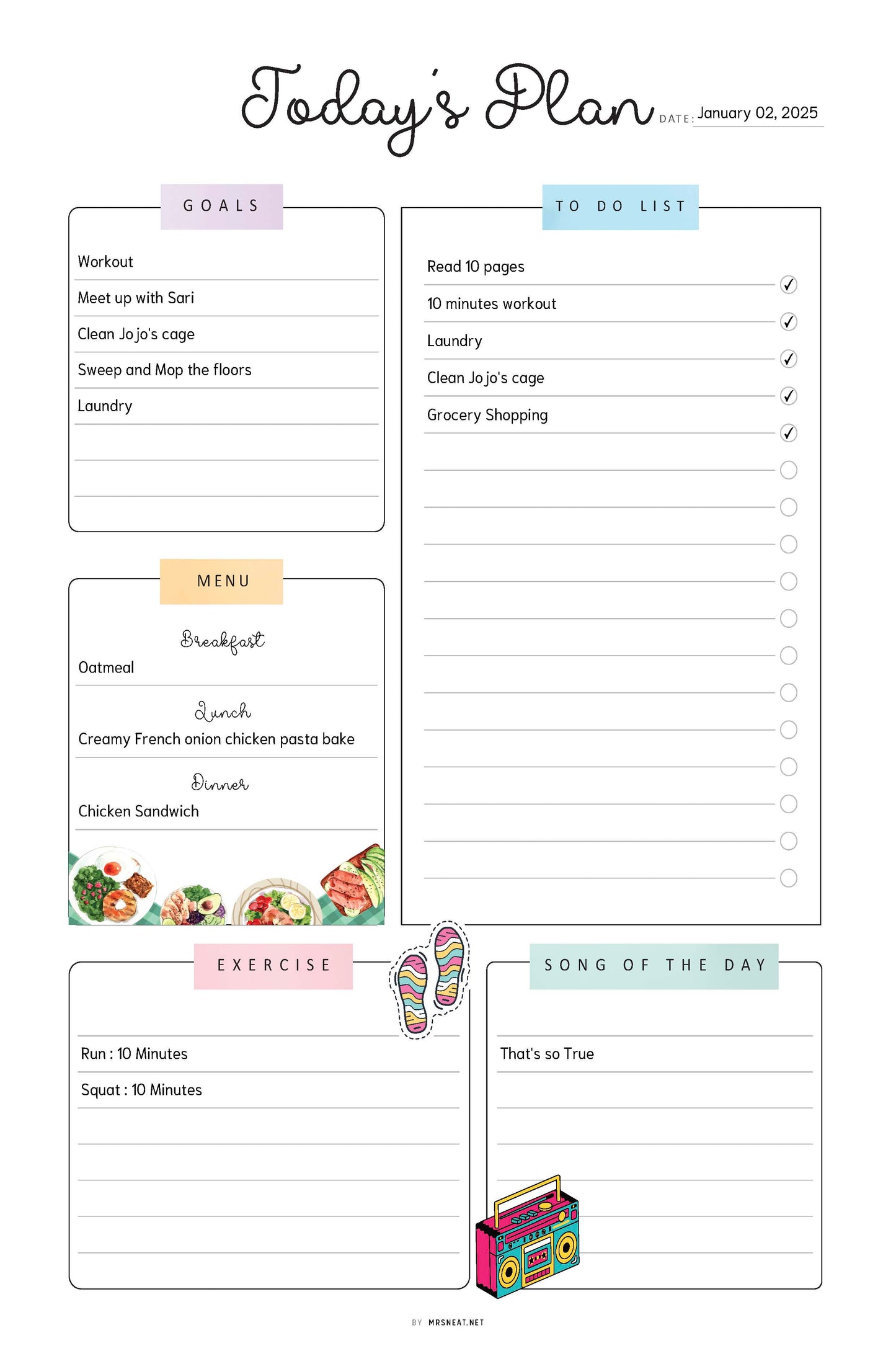 Todays Plan, Daily Planner Page, Daily Agenda Pages, PRINTABLE Journal Page, Planner Page, Daily Schedule, Daily To Do List, Agenda, PDF Fillable, Digital Planner, Printable Planner, Lined and Unlined, A4, A5, Letter, Half Letter