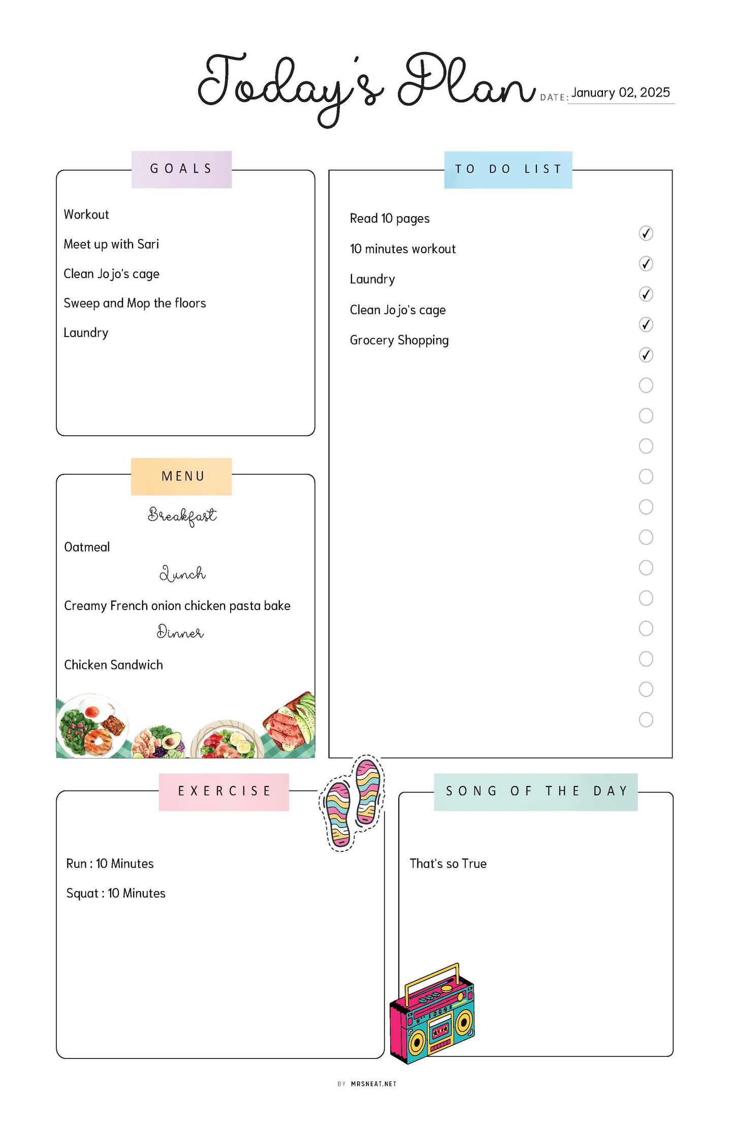 Todays Plan, Daily Planner Page, Daily Agenda Pages, PRINTABLE Journal Page, Planner Page, Daily Schedule, Daily To Do List, Agenda, PDF Fillable, Digital Planner, Printable Planner, Lined and Unlined, A4, A5, Letter, Half Letter
