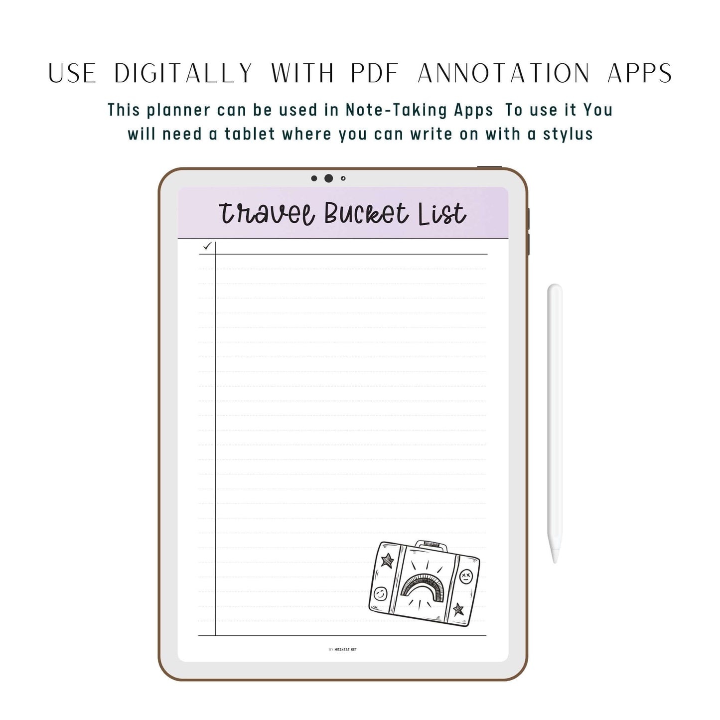 Digital Purple Travel Bucket List Template Printable