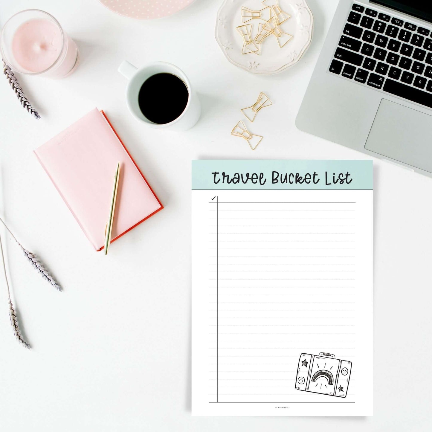 Green Travel Bucket List Template Printable