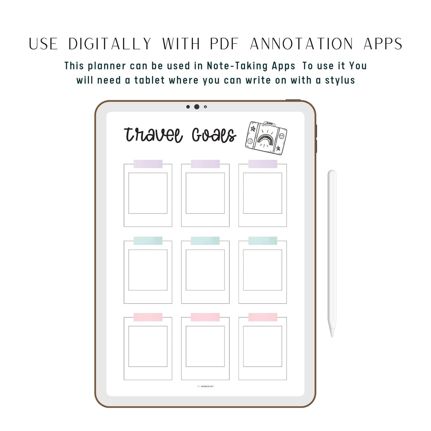 Digital Travel Goals Planner Template