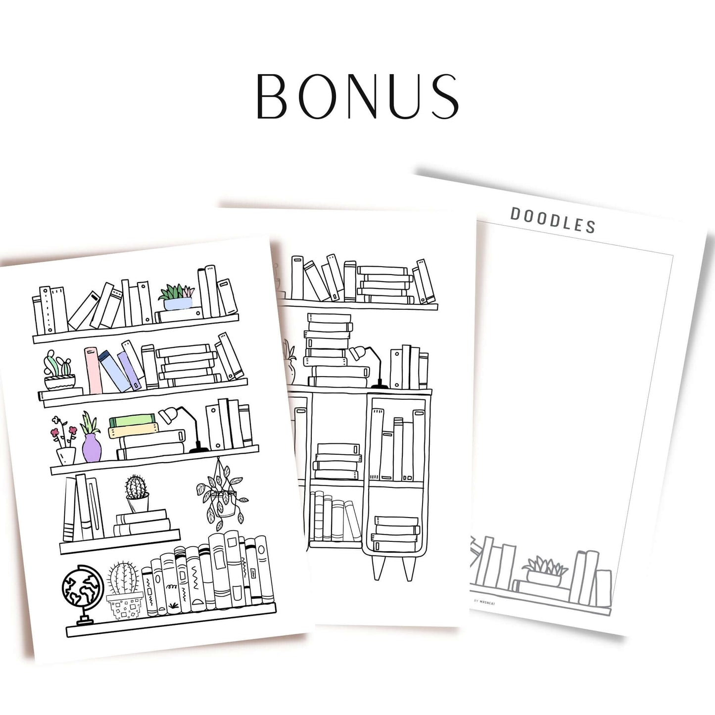 Bookshelf & Doodles Template Printable