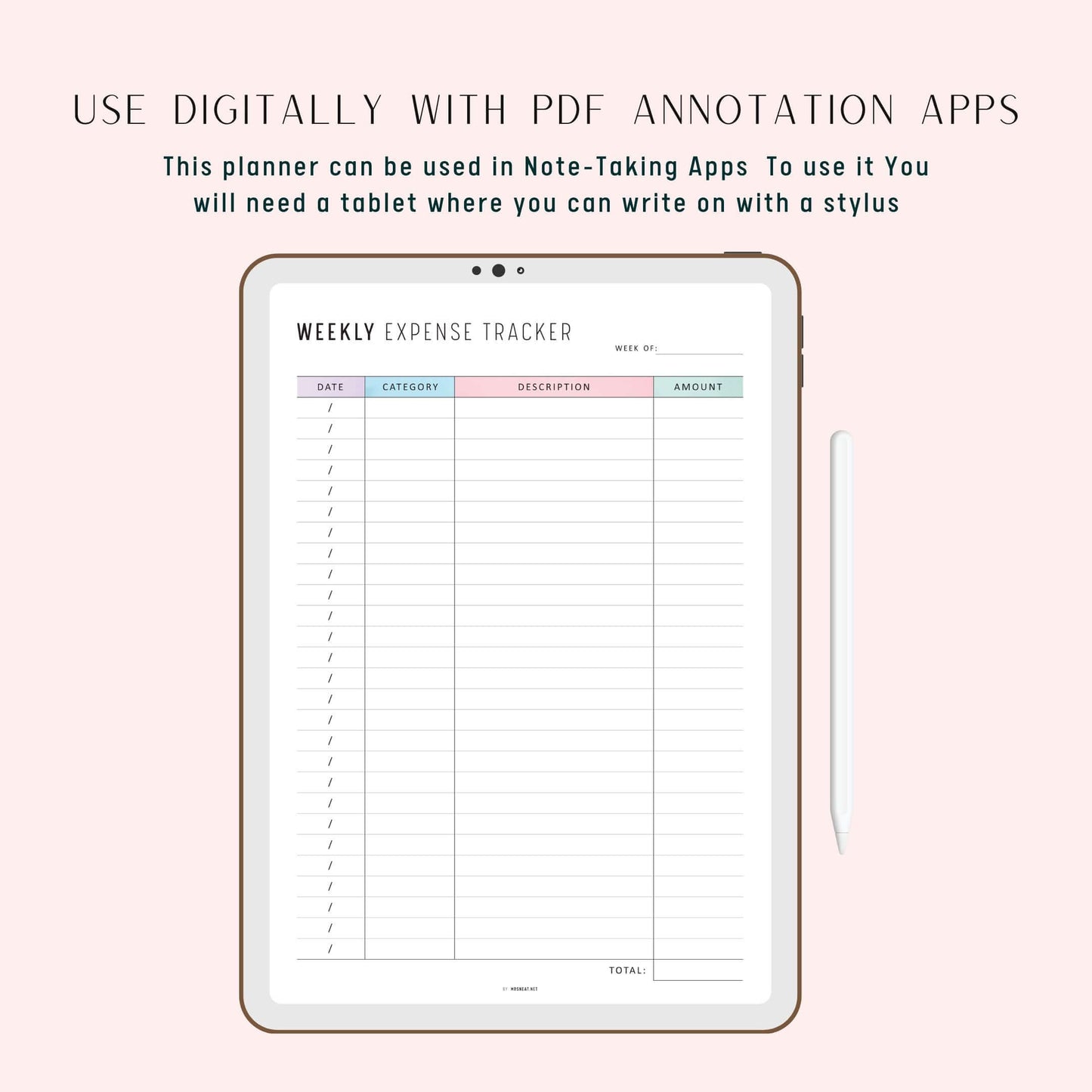 Weekly Expense Tracker, Printable, A4, A5, Half Letter, Letter, PDF, Digital Planner, 2 Colors, Instant Download