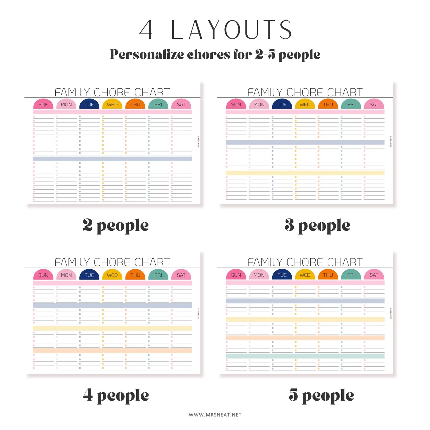 Weekly Family chore chart editable and PRINTABLE, Family Chore list,Household kid adult family schedule template, Family planner, 4 Layouts, A4, Letter
