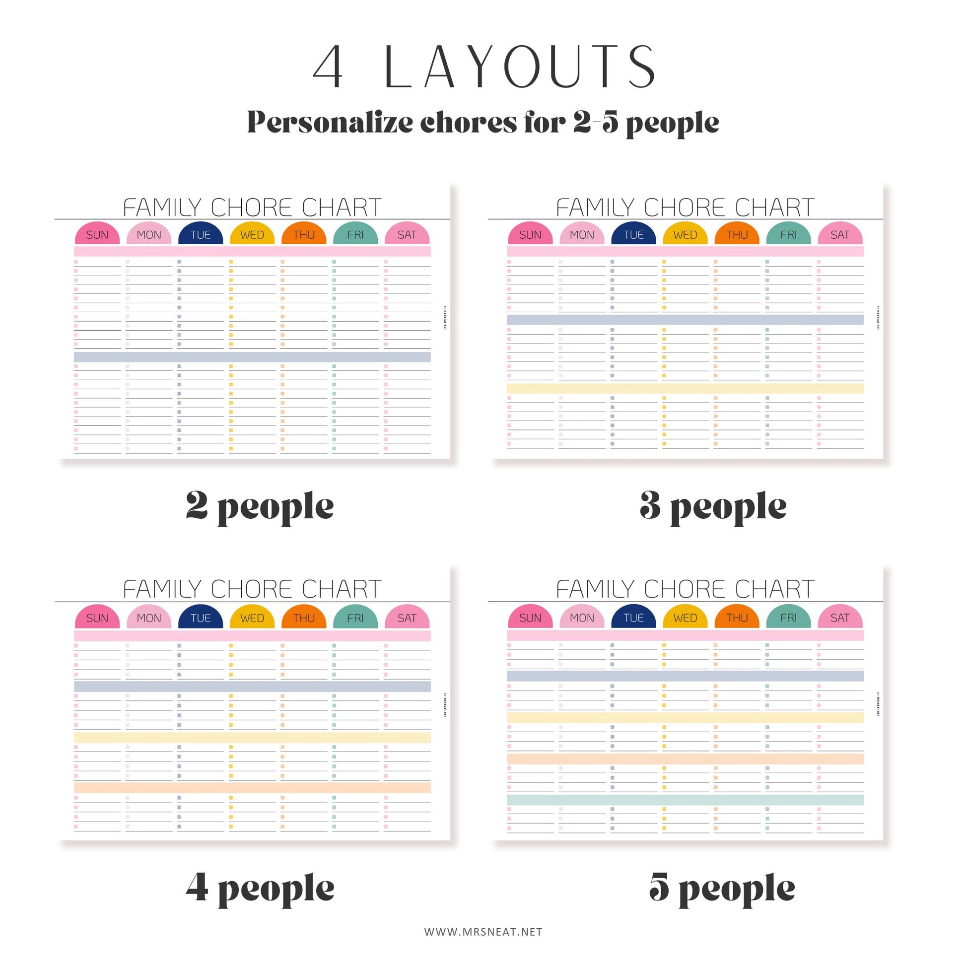 Weekly Family chore chart editable and PRINTABLE, Family Chore list,Household kid adult family schedule template, Family planner, 4 Layouts, A4, Letter
