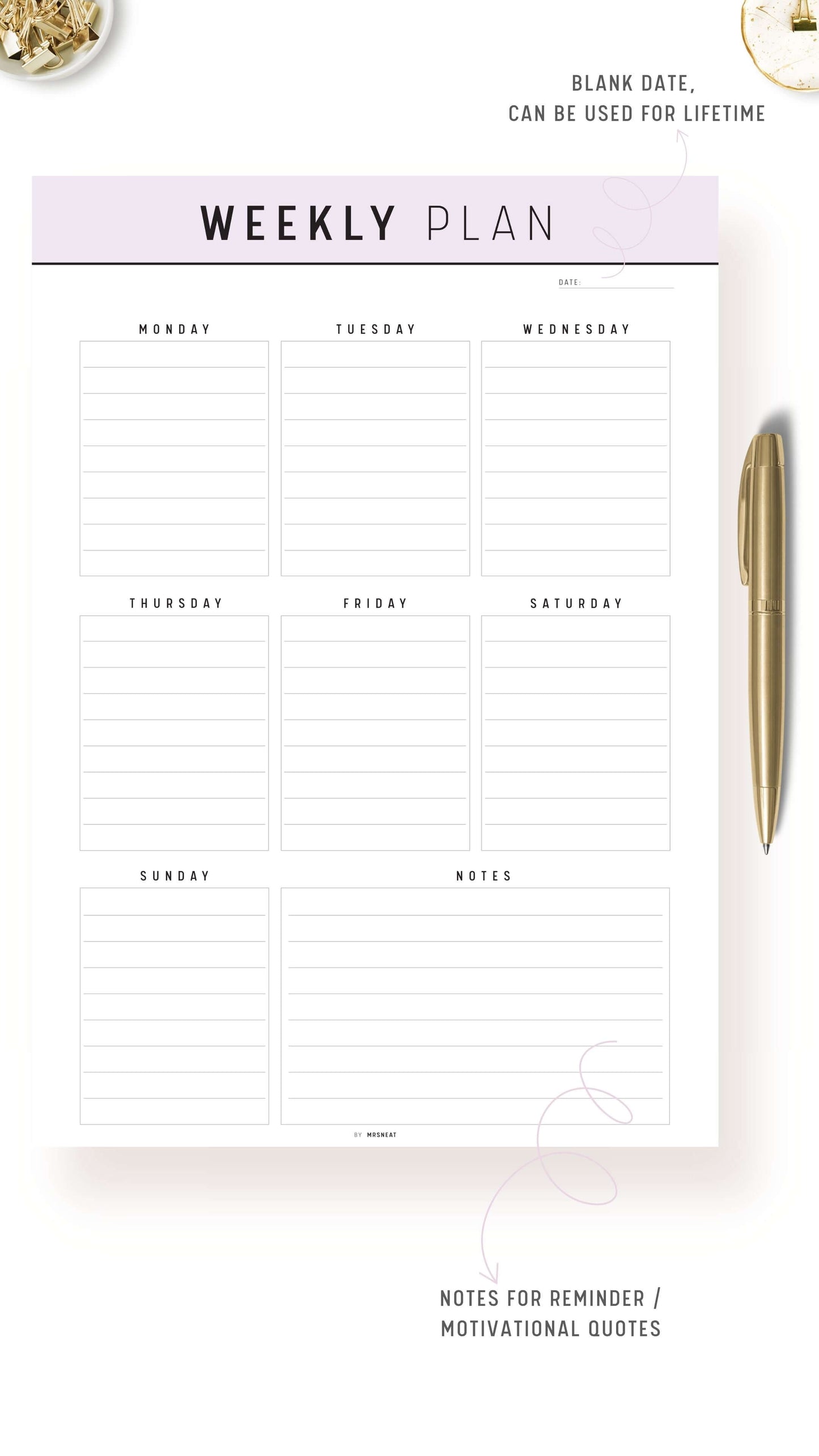 Weekly Planner Template Printable Pdf