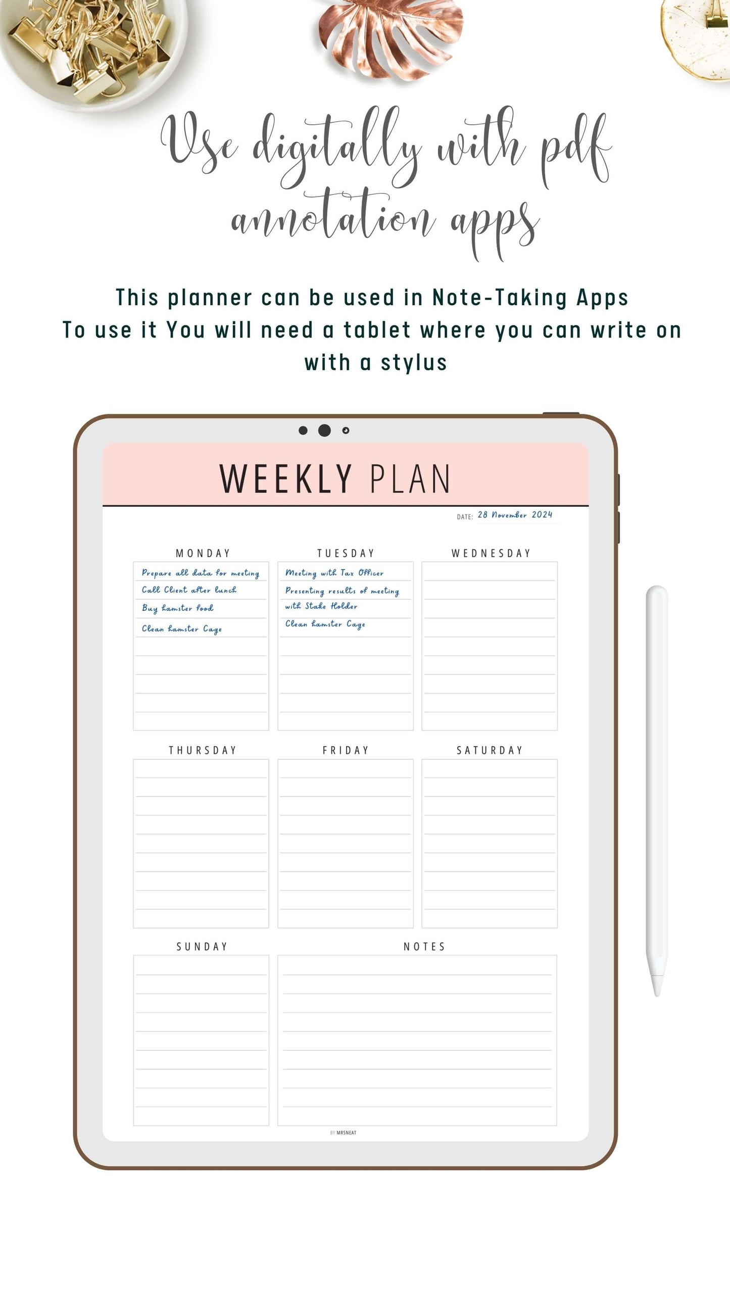 Weekly Planner Template Printable Pdf
