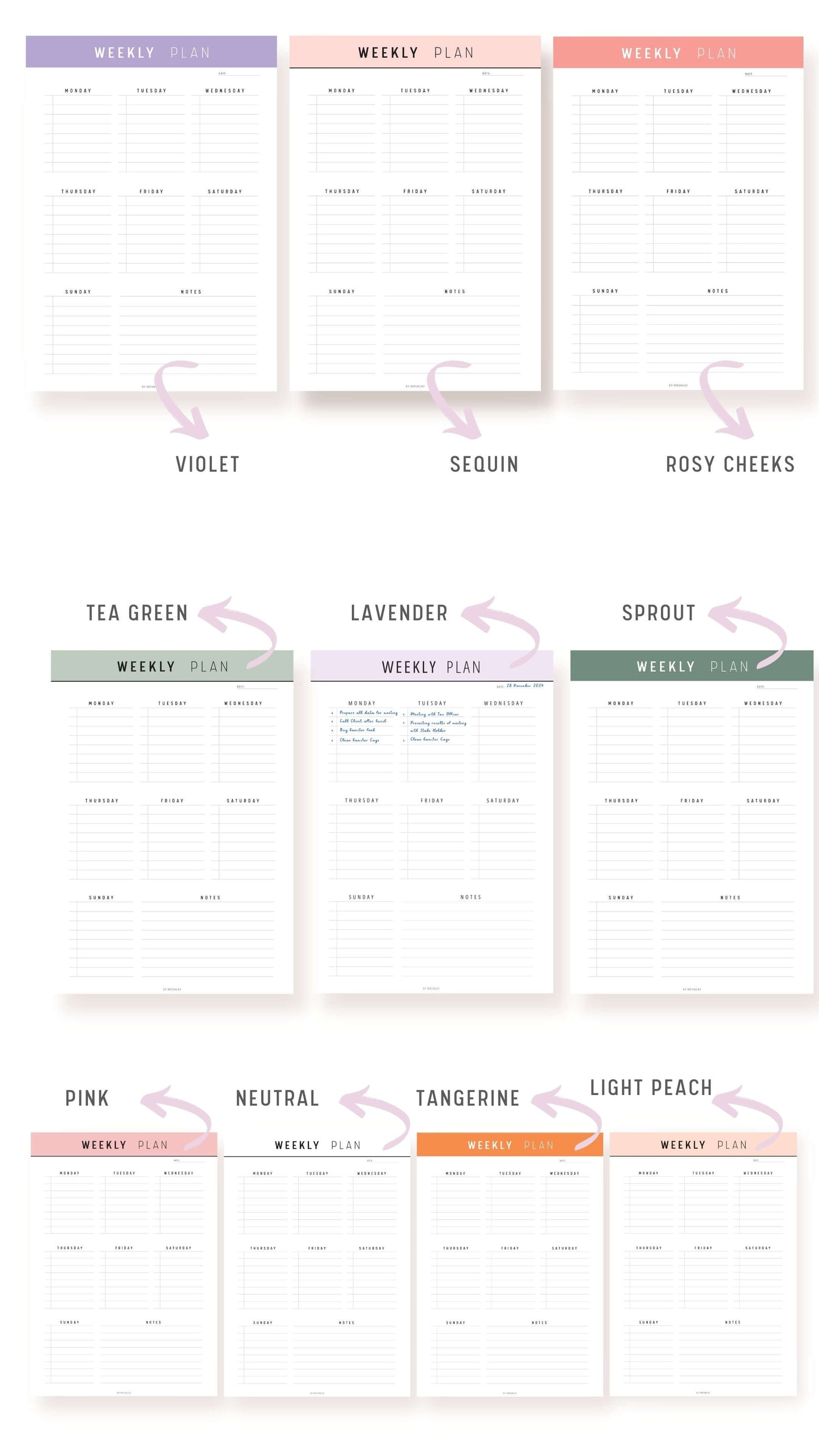 Printable Weekly Planner Template