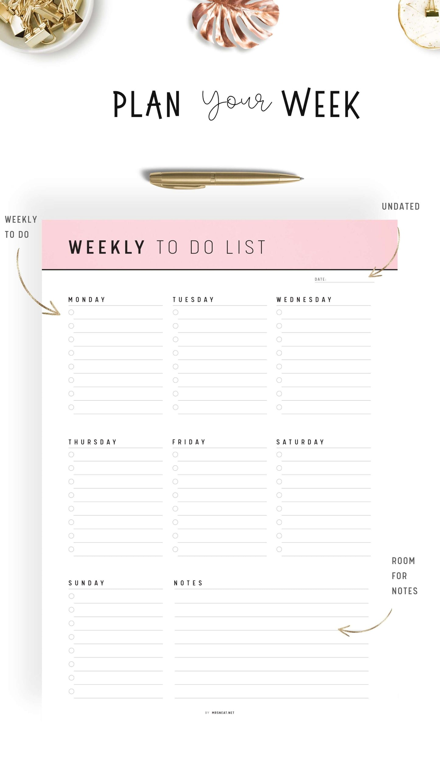 Pink Blush Weekly To Do List Printable