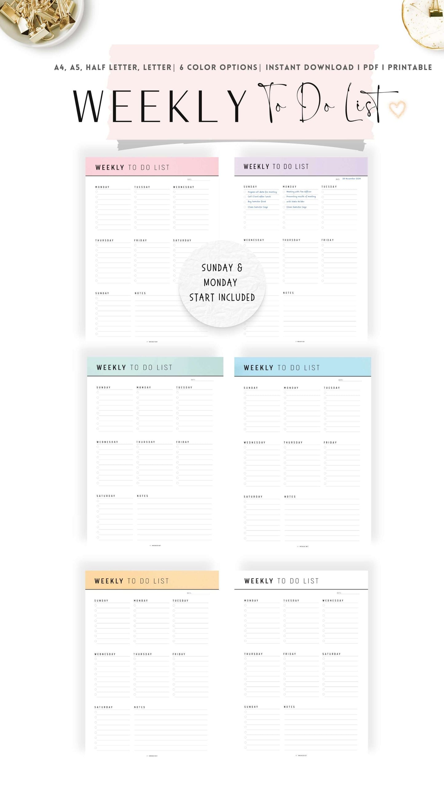 Colorful Weekly To Do List Printable