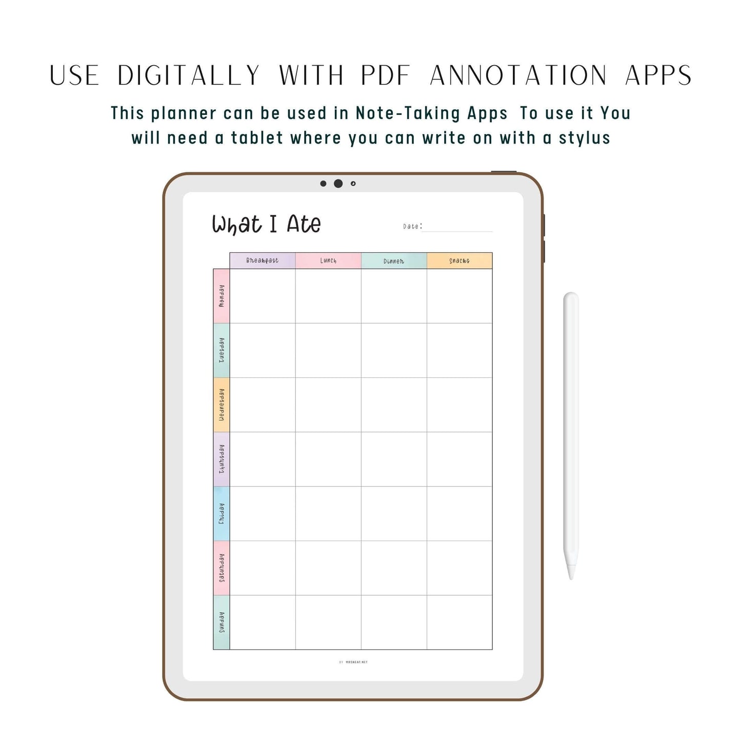 Digital What I Ate Tracker Planner PDF