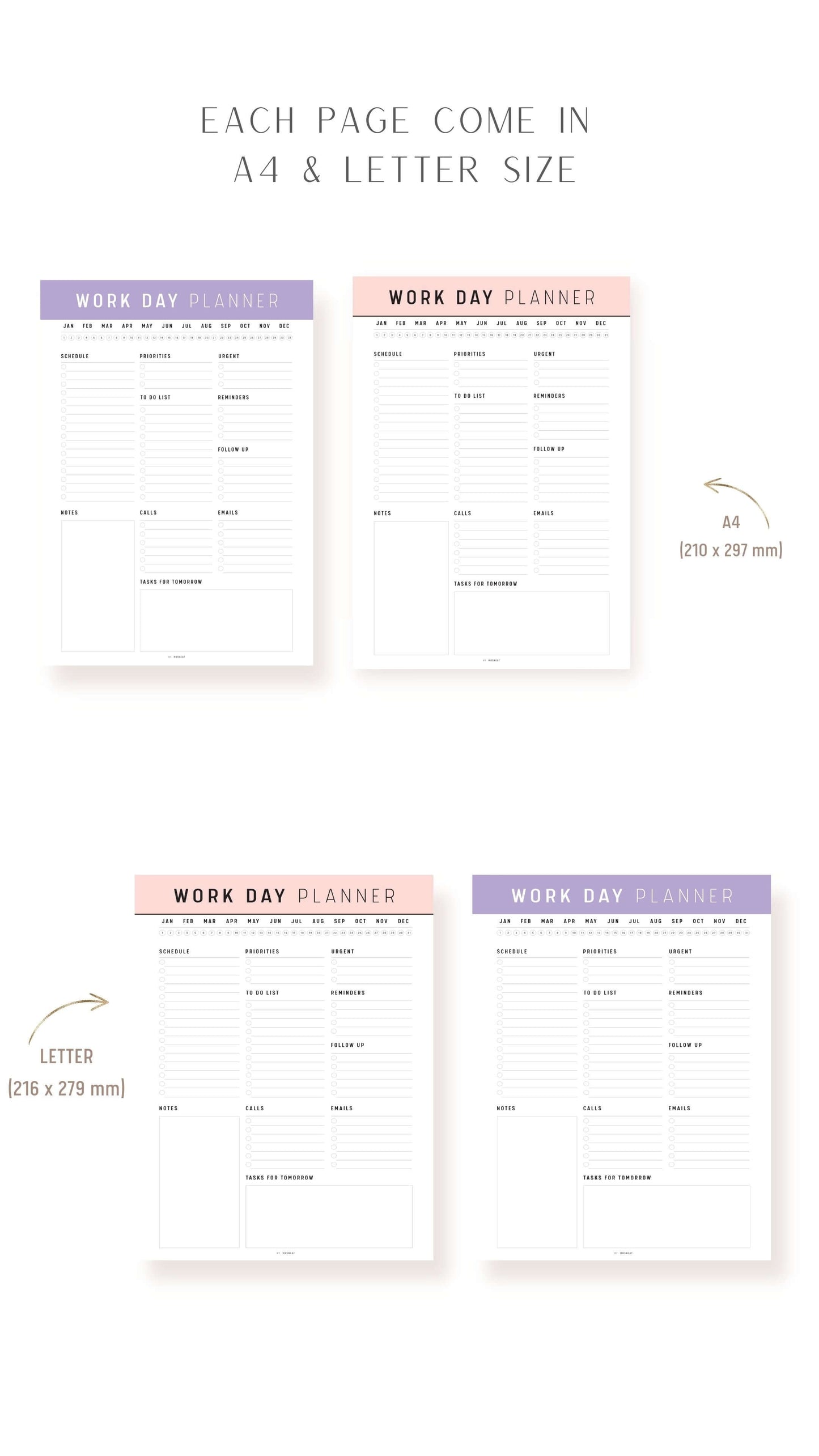 Printable Work Day Planner Template